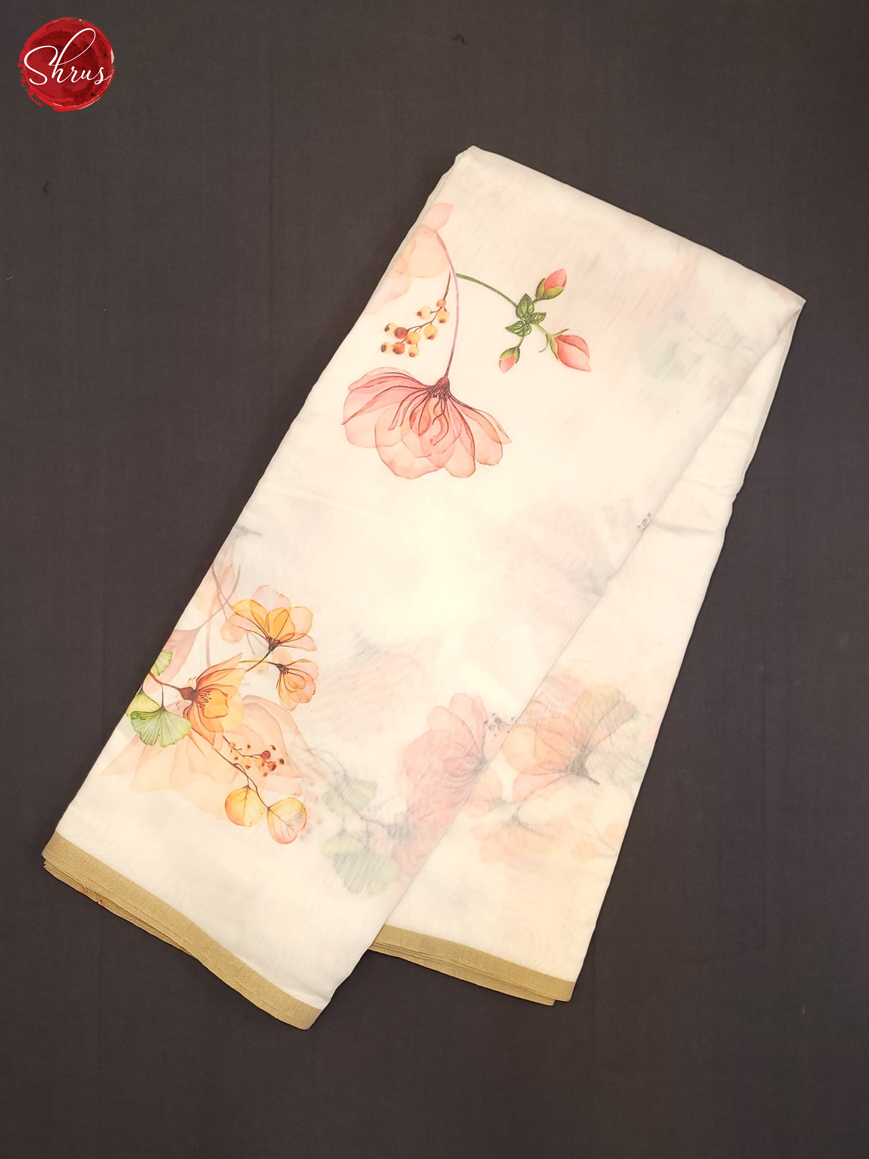 Cream(Single Tone) - Semi Chanderi Saree - Shop on ShrusEternity.com