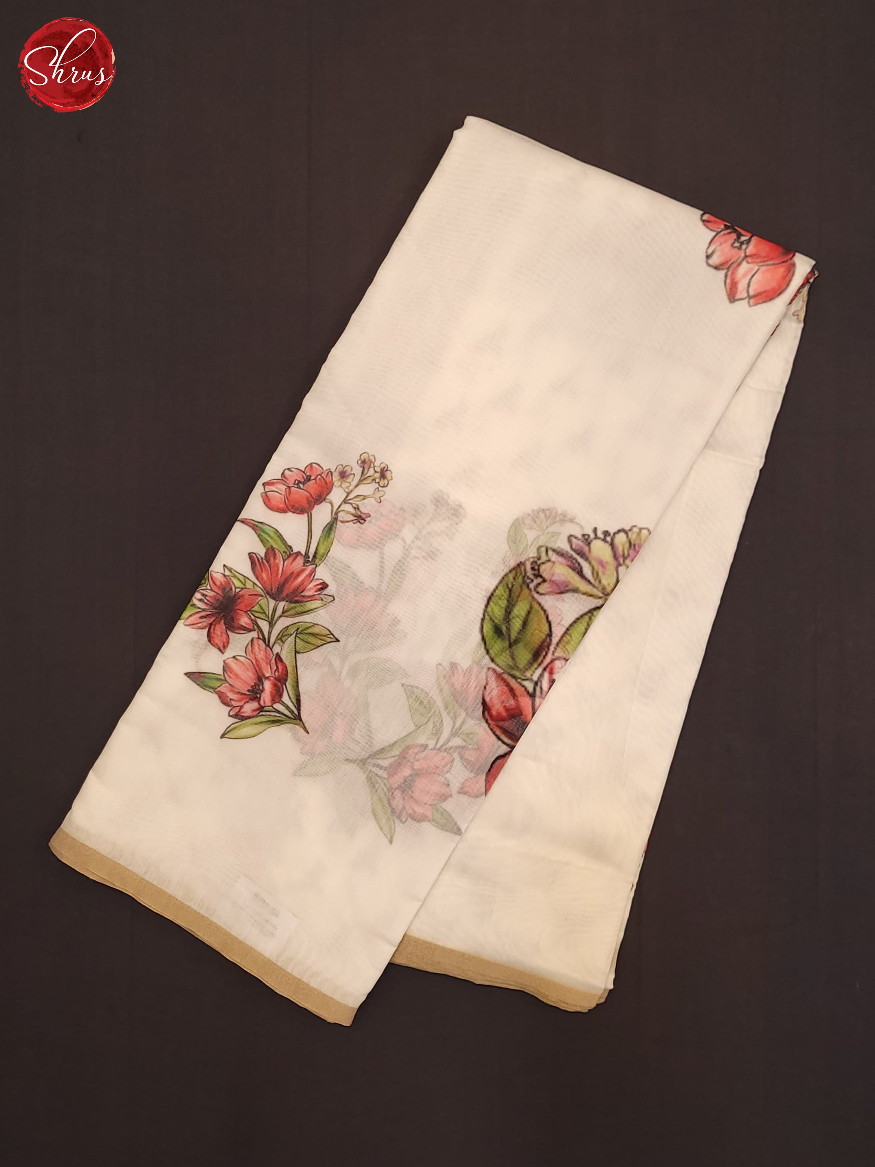 Cream(Single Tone)- Semi Chanderi Saree - Shop on ShrusEternity.com