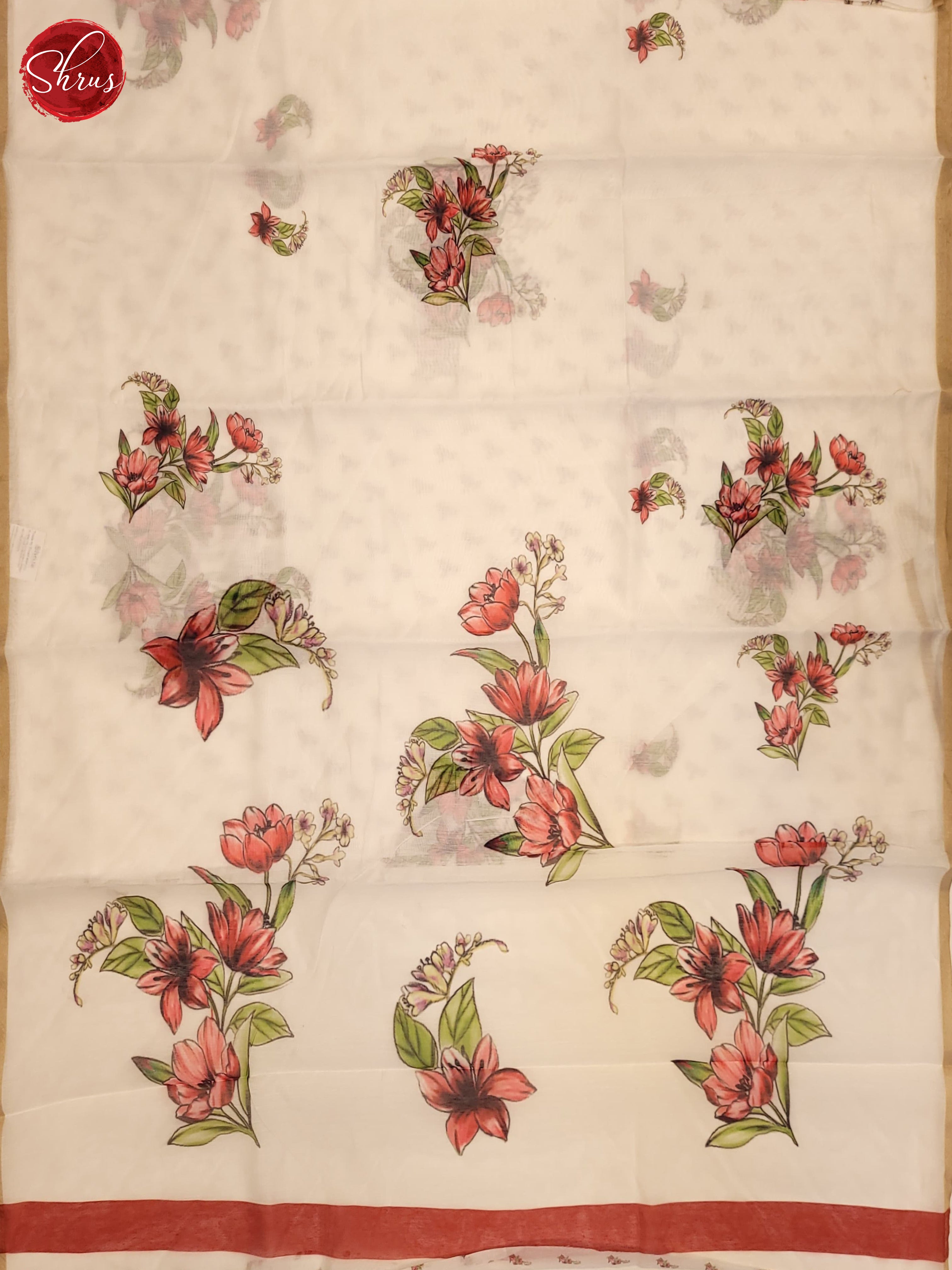 Cream(Single Tone)- Semi Chanderi Saree - Shop on ShrusEternity.com