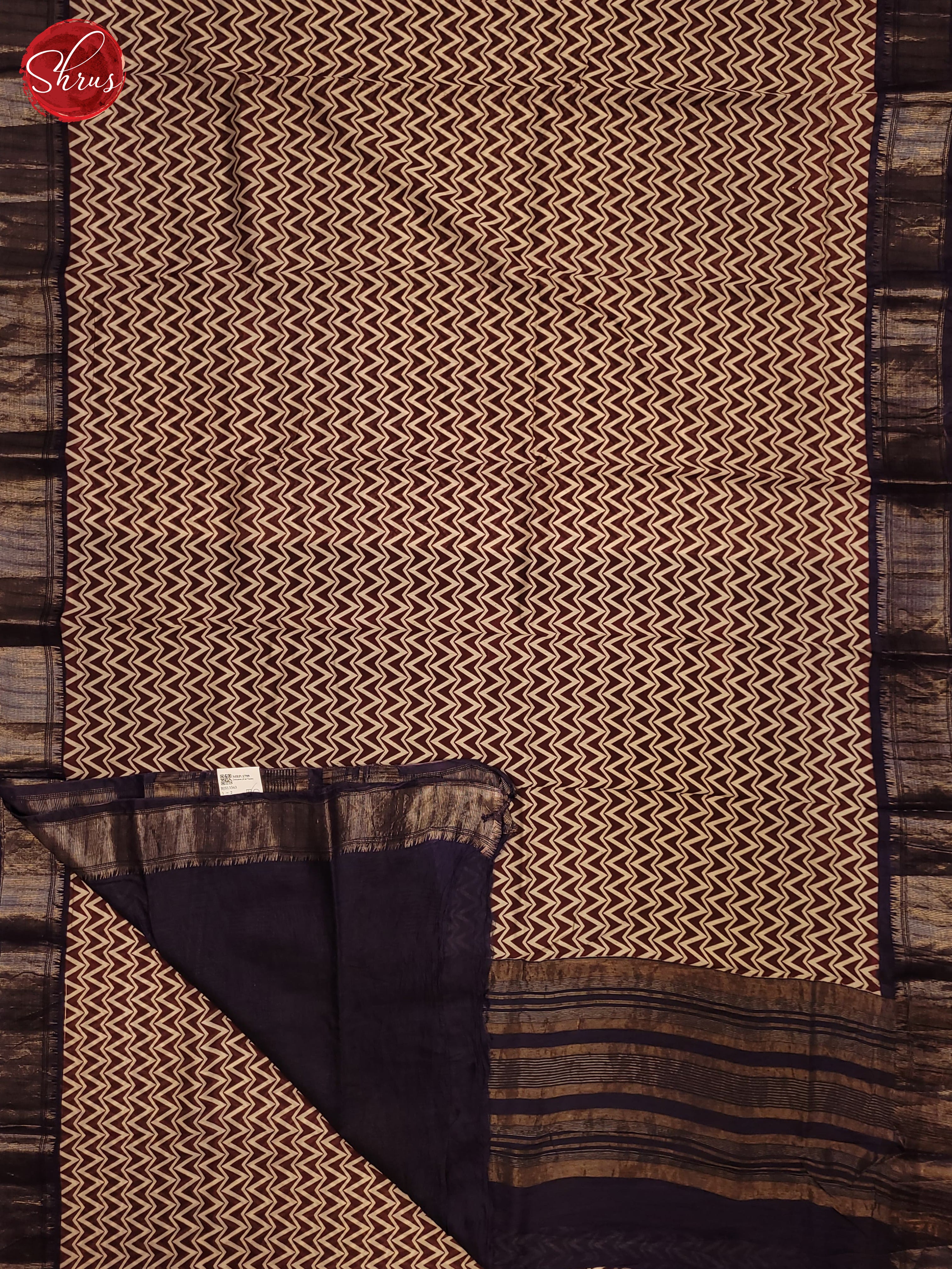 Cream & Brown- Art Modal Saree - Shop on ShrusEternity.com