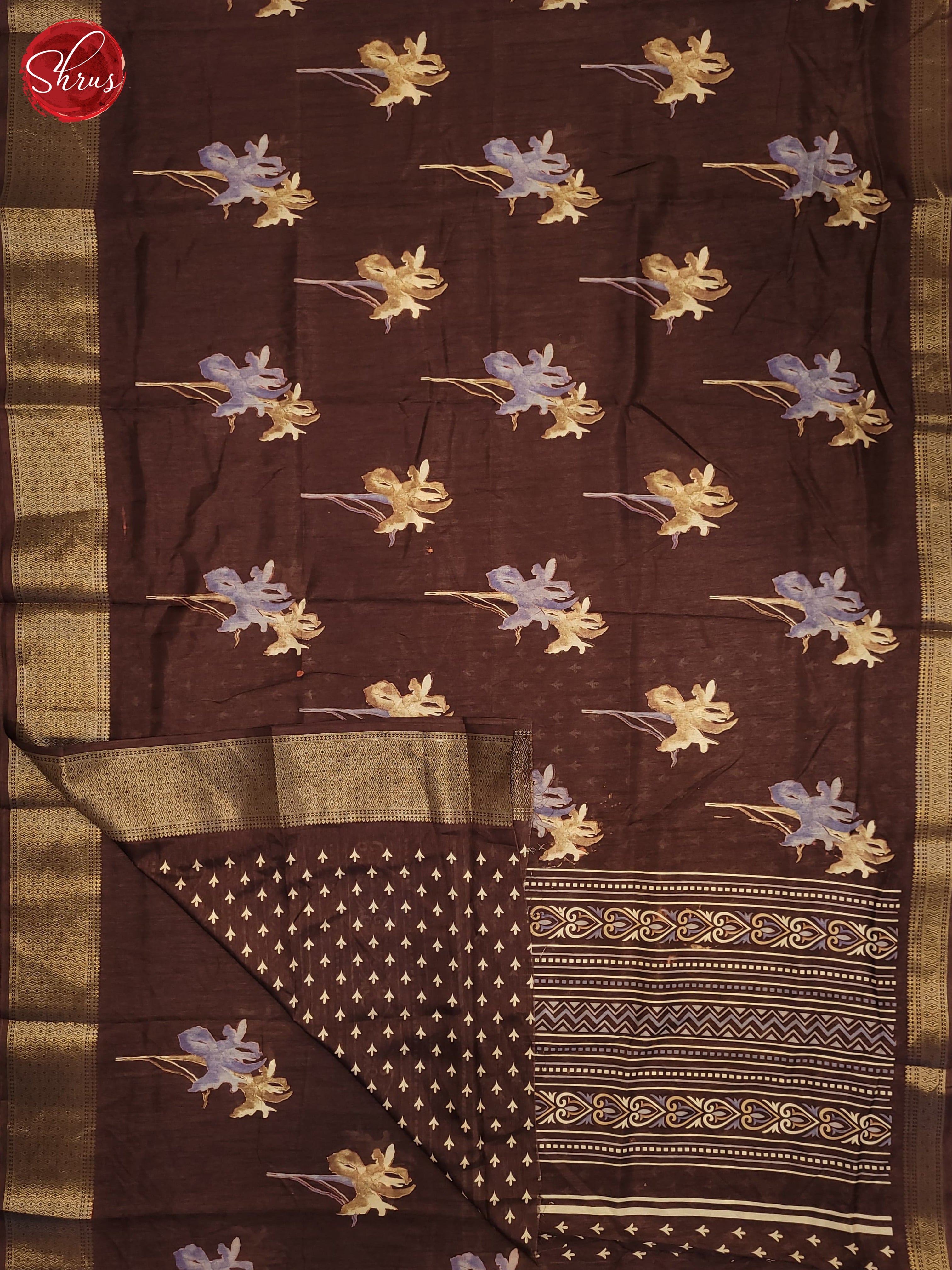 Brown(Single tone)- Semi Crepe Saree - Shop on ShrusEternity.com