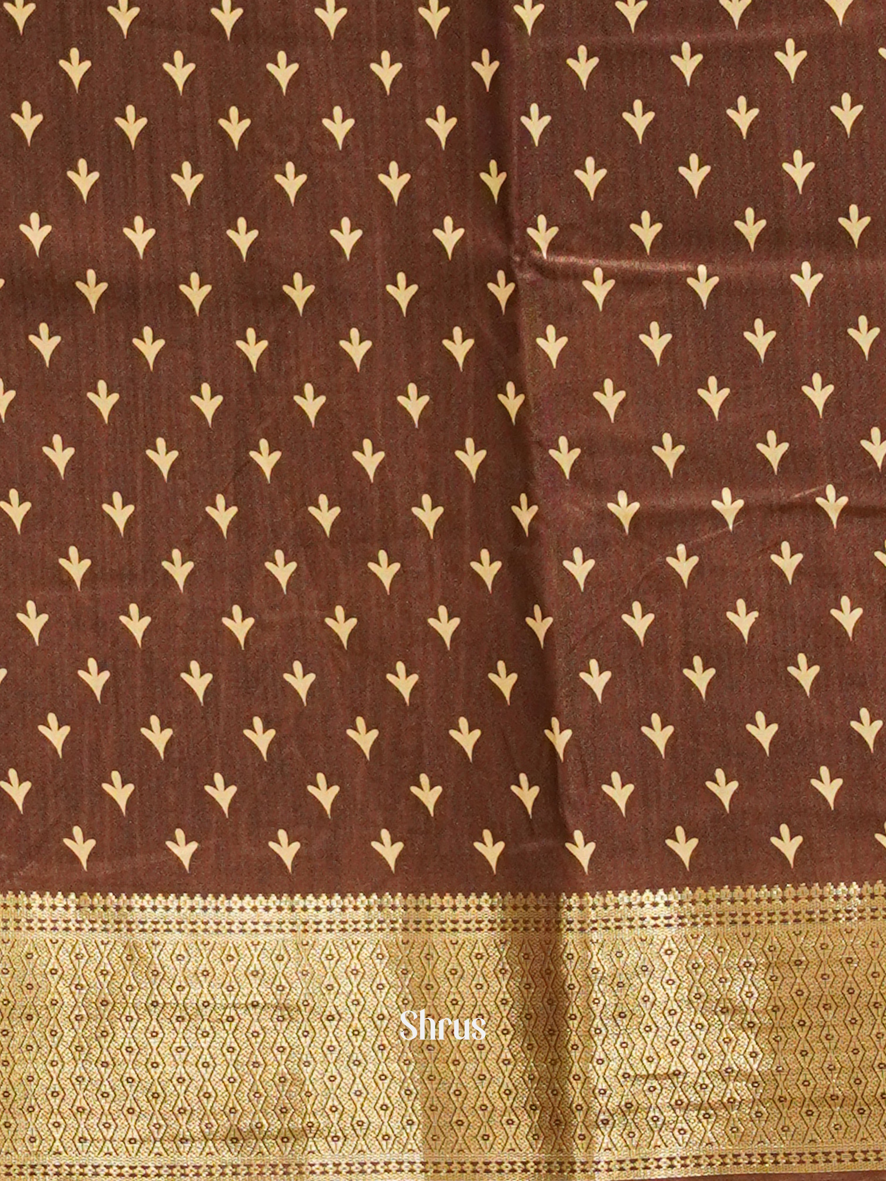 Brown(Single tone)- Semi Crepe Saree - Shop on ShrusEternity.com