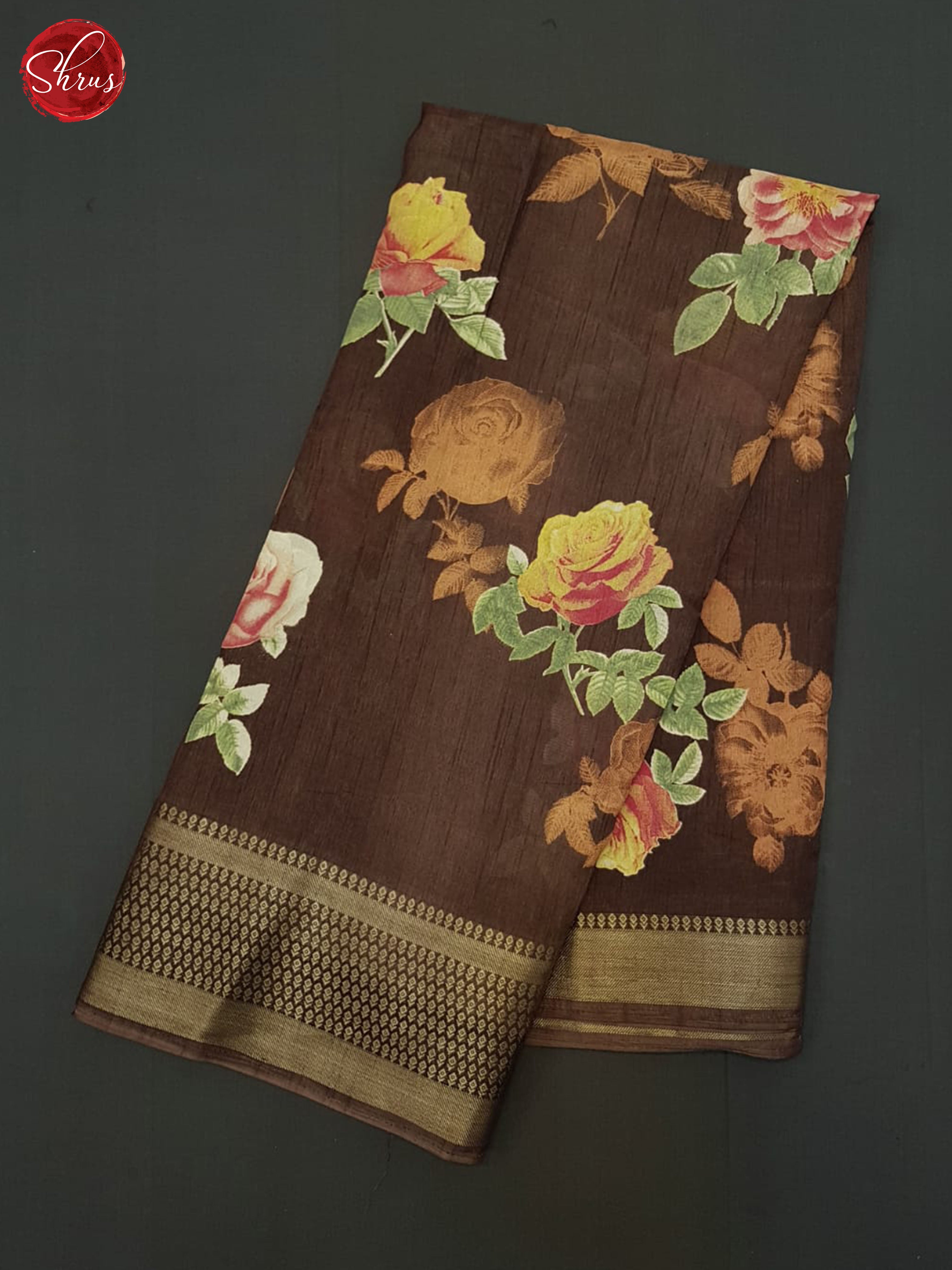 Brown(Single Tone) - Semi Crepe Saree - Shop on ShrusEternity.com