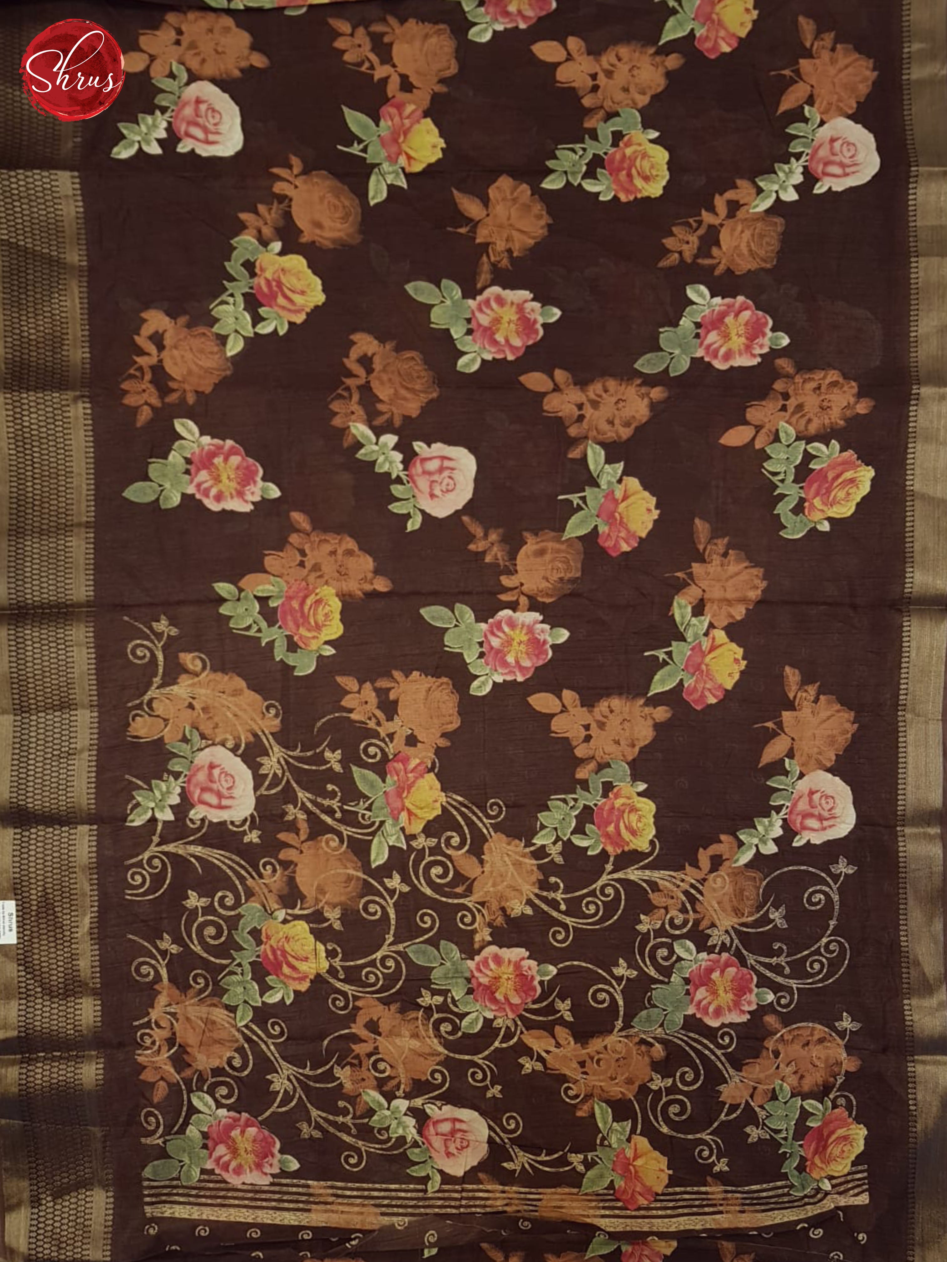 Brown(Single Tone) - Semi Crepe Saree - Shop on ShrusEternity.com