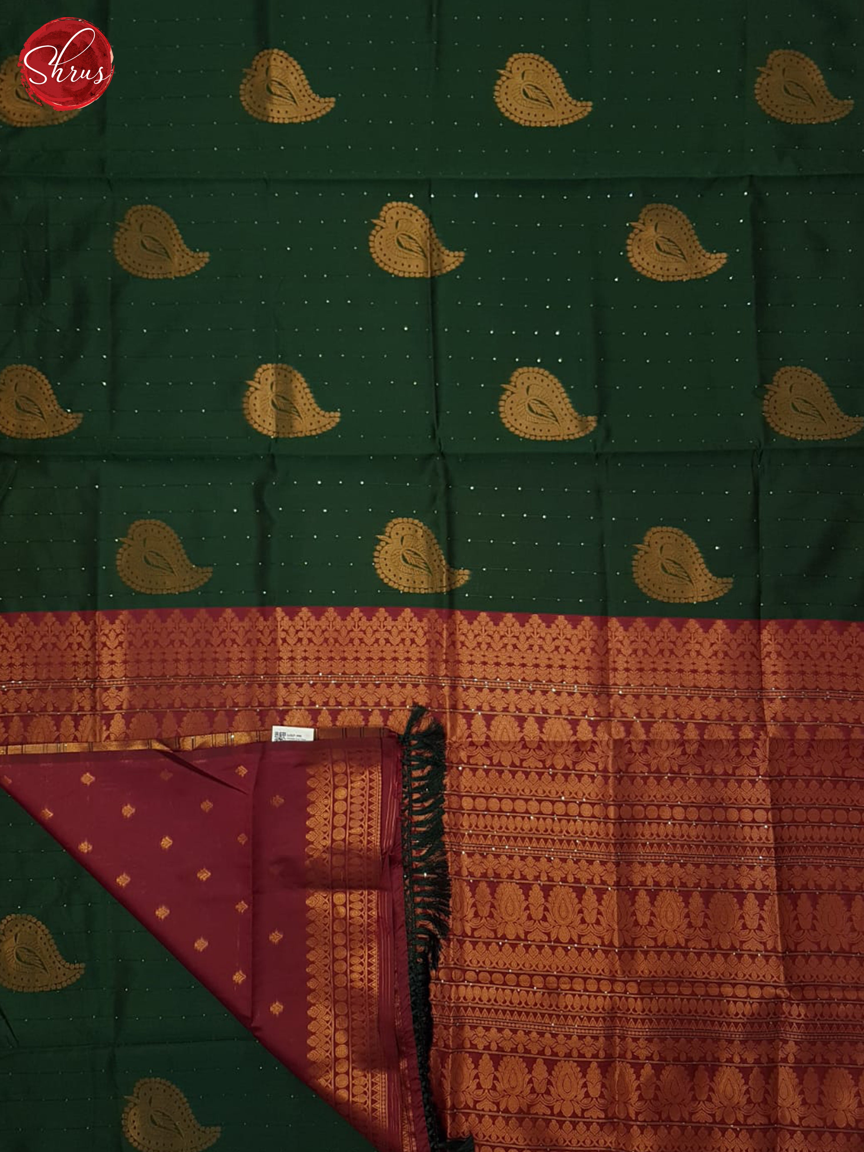 Green and maroon - Semi Softsilk Saree - Shop on ShrusEternity.com