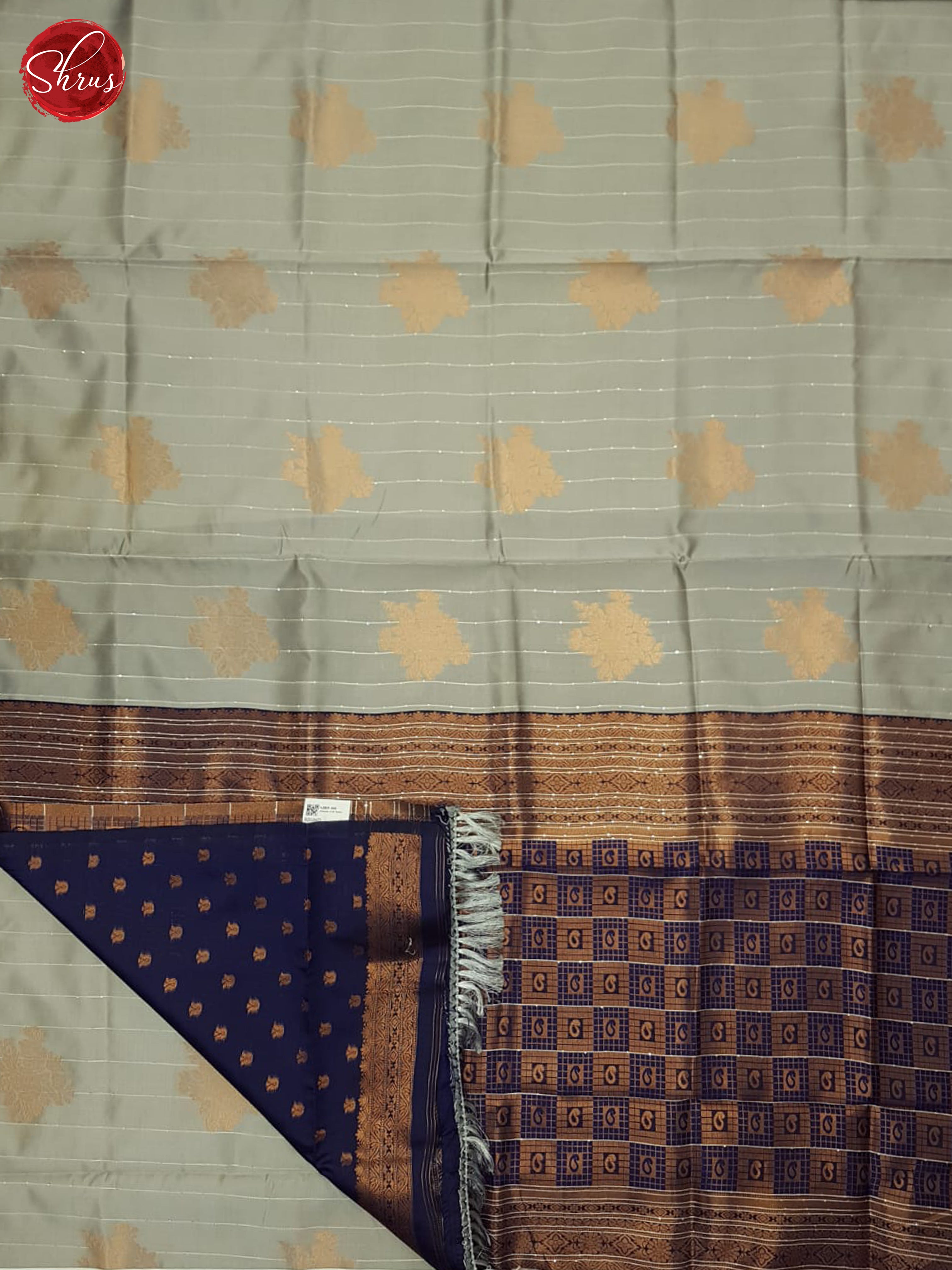 Grey & Blue- Semi Softsilk Saree - Shop on ShrusEternity.com