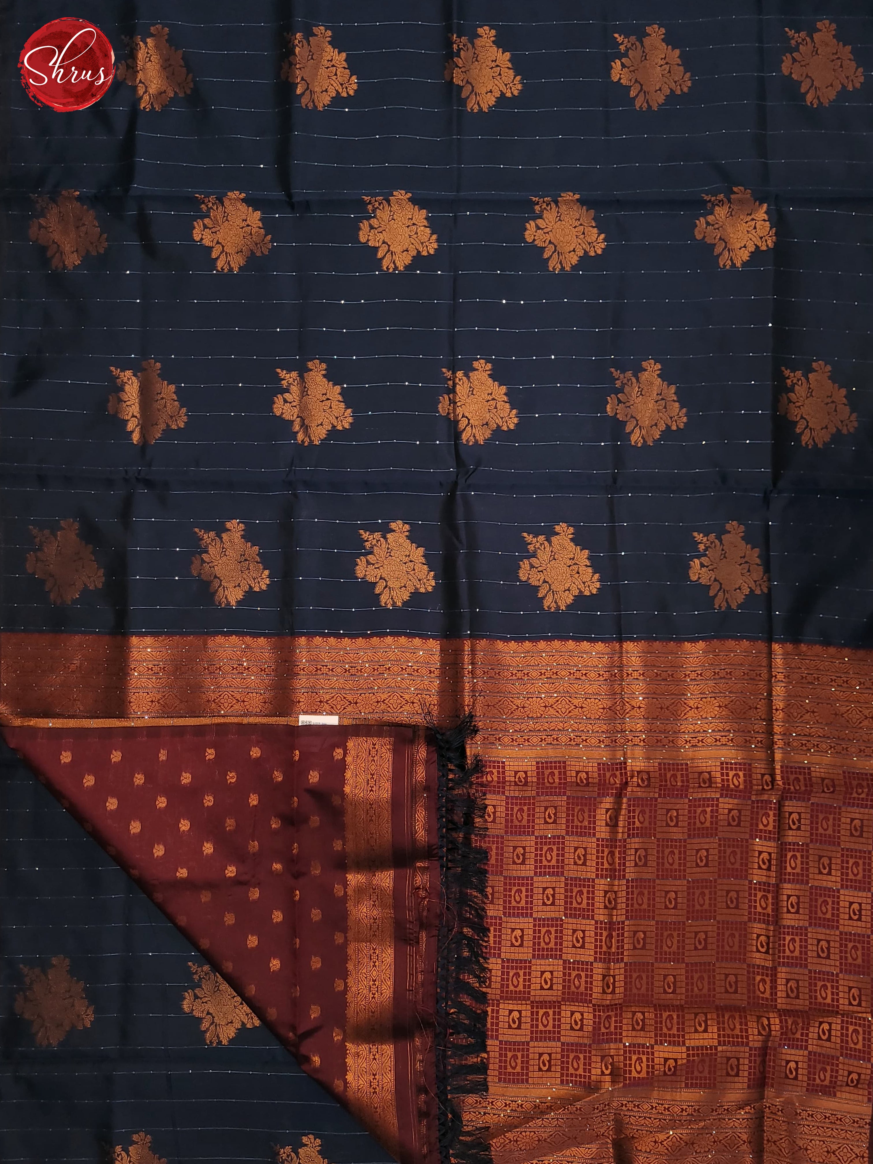 German Blue & Maroon - Semi Softsilk Saree - Shop on ShrusEternity.com