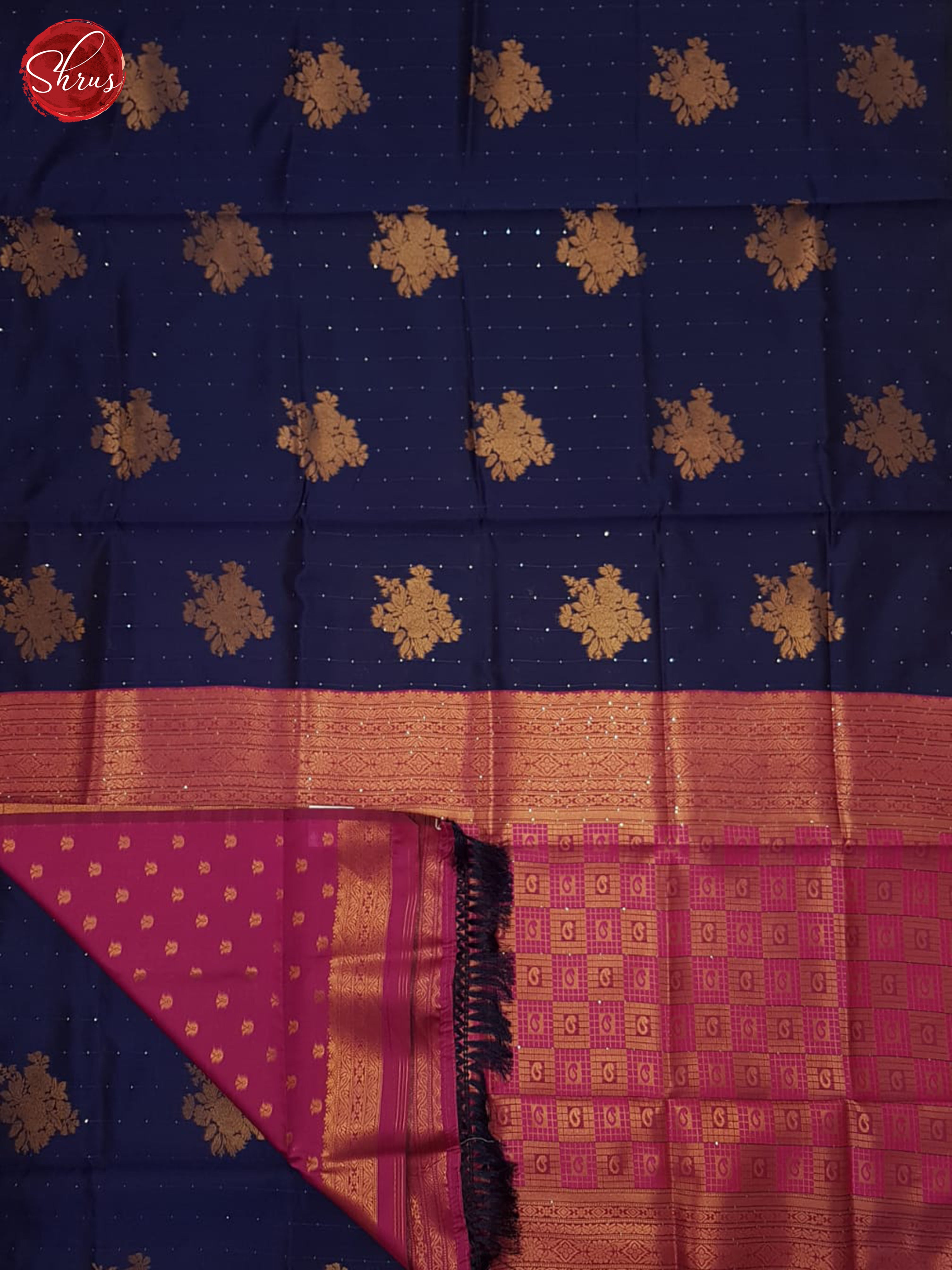 Blue & Pink - Semi Softsilk Saree - Shop on ShrusEternity.com