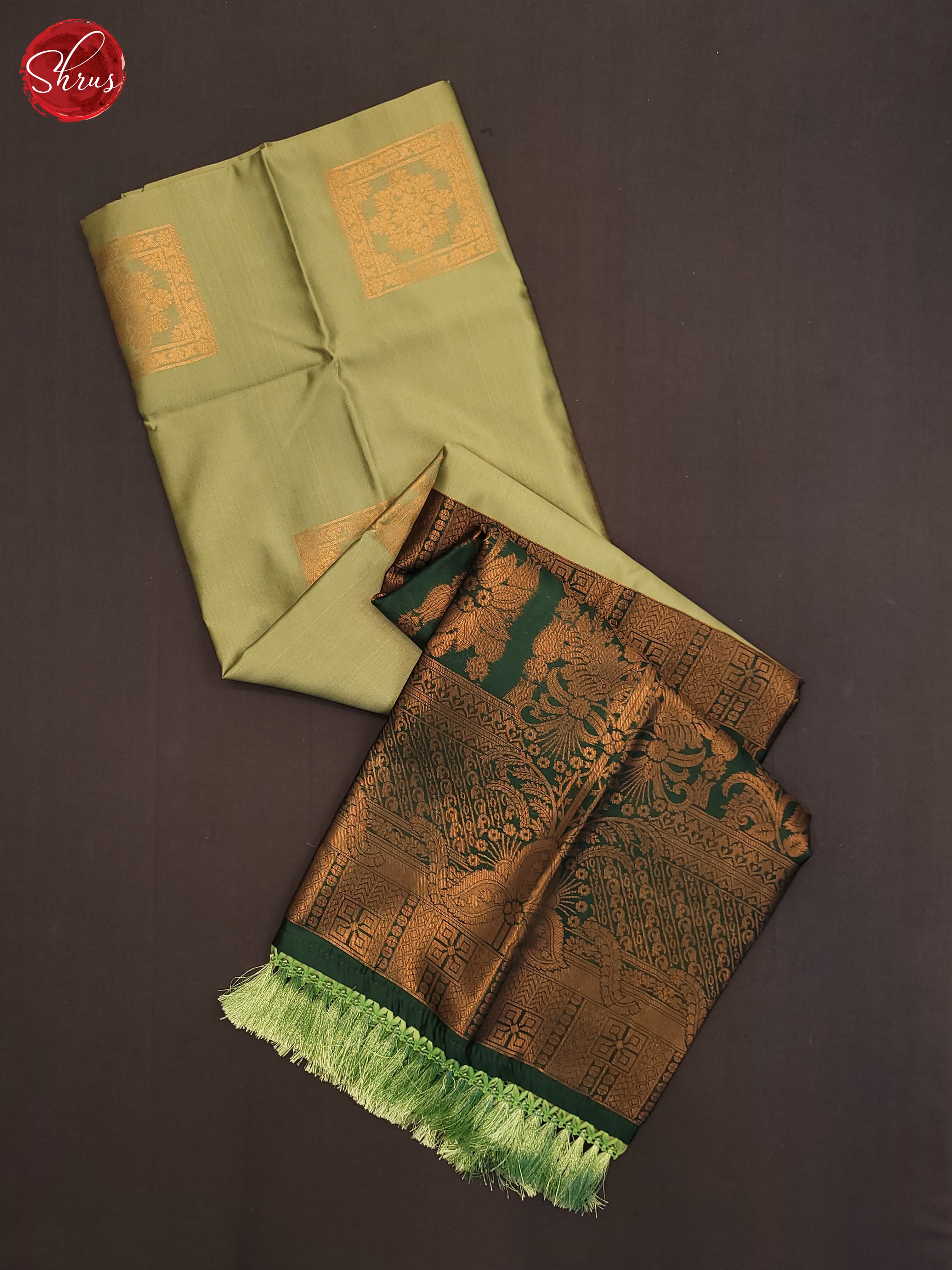 Pista green and Bottle green- Semi Soft Silk Saree - Shop on ShrusEternity.com