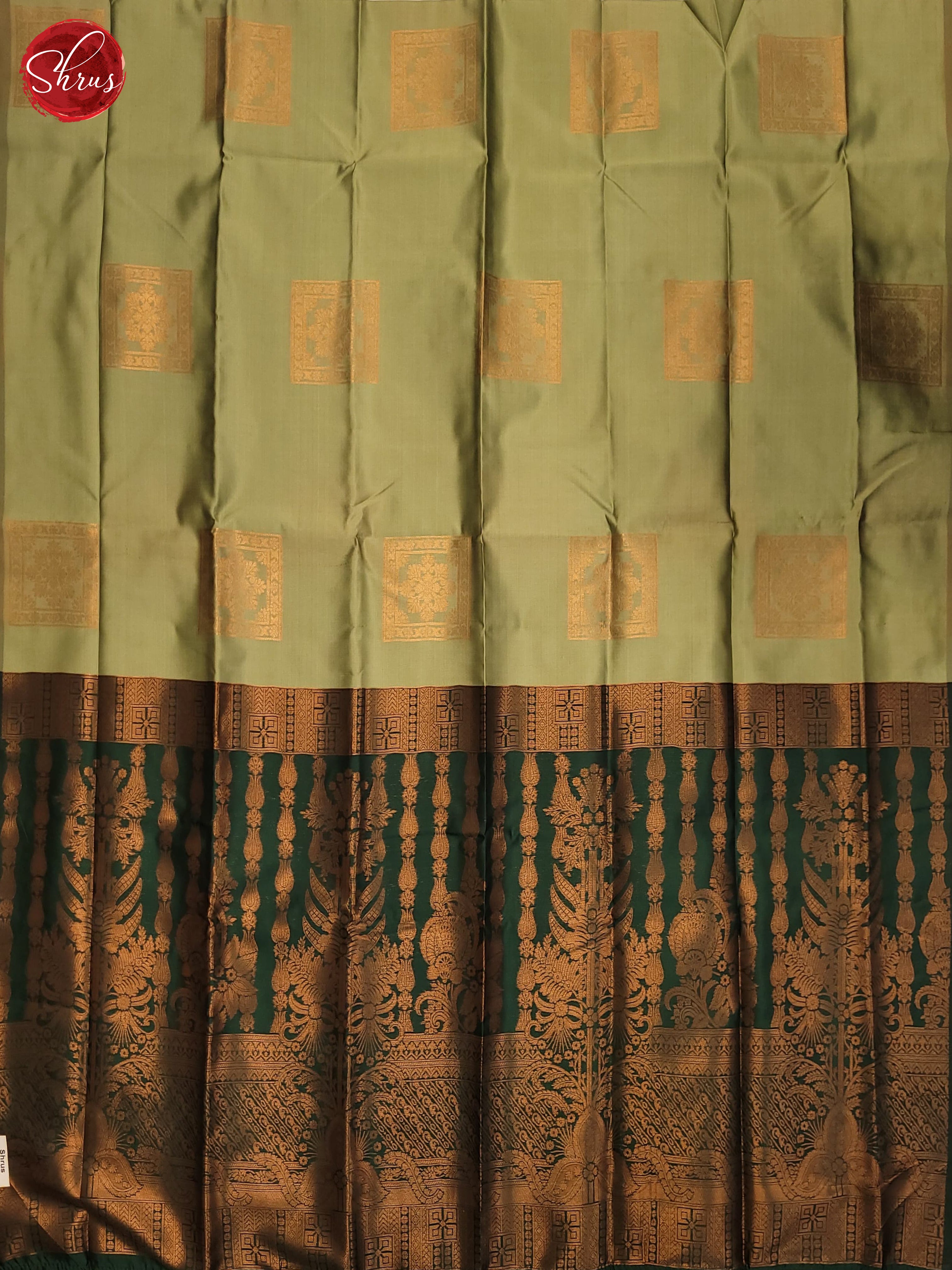 Pista green and Bottle green- Semi Soft Silk Saree - Shop on ShrusEternity.com