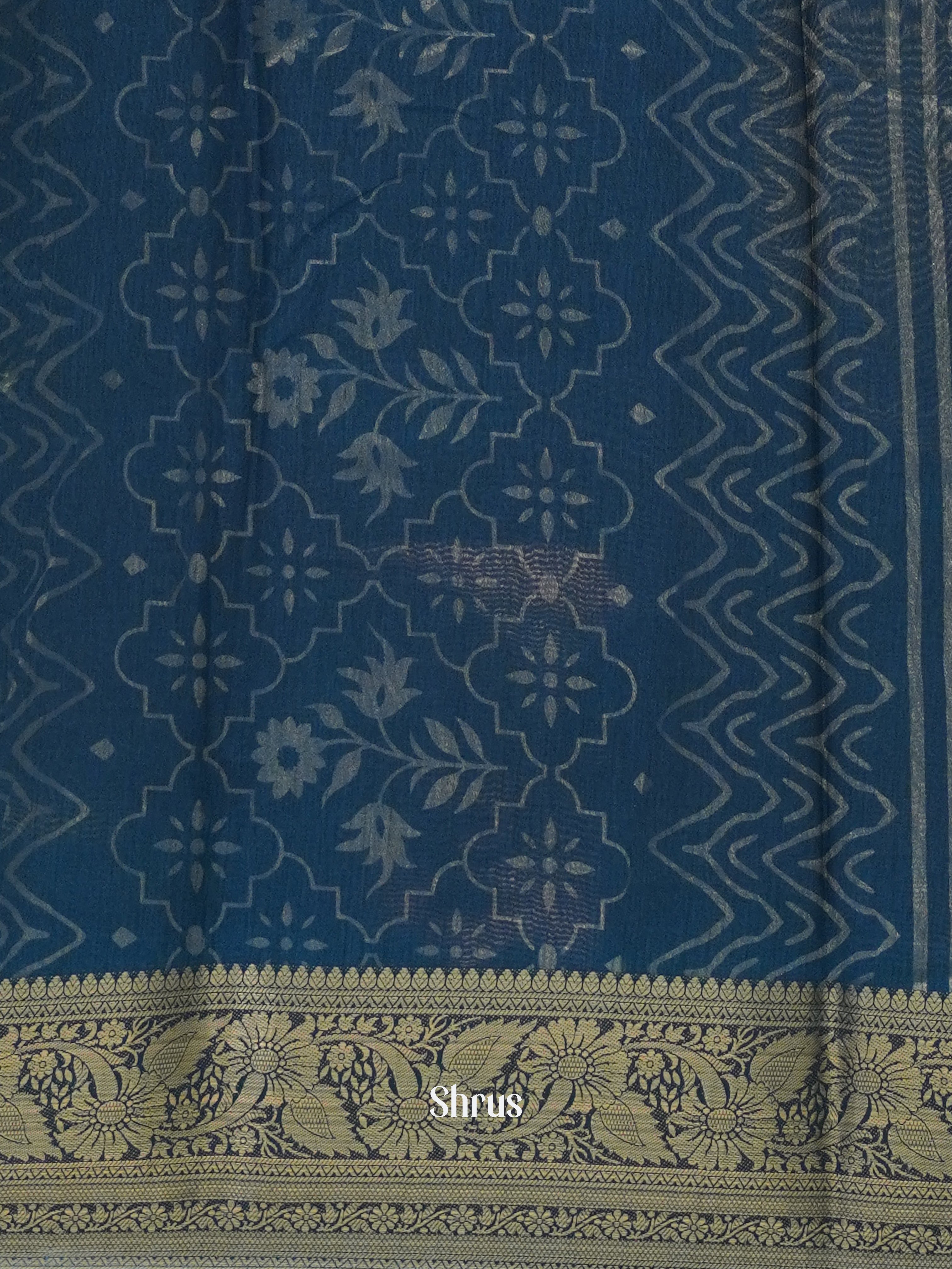 Blue(Single Tone)- Semi Crepe Saree - Shop on ShrusEternity.com