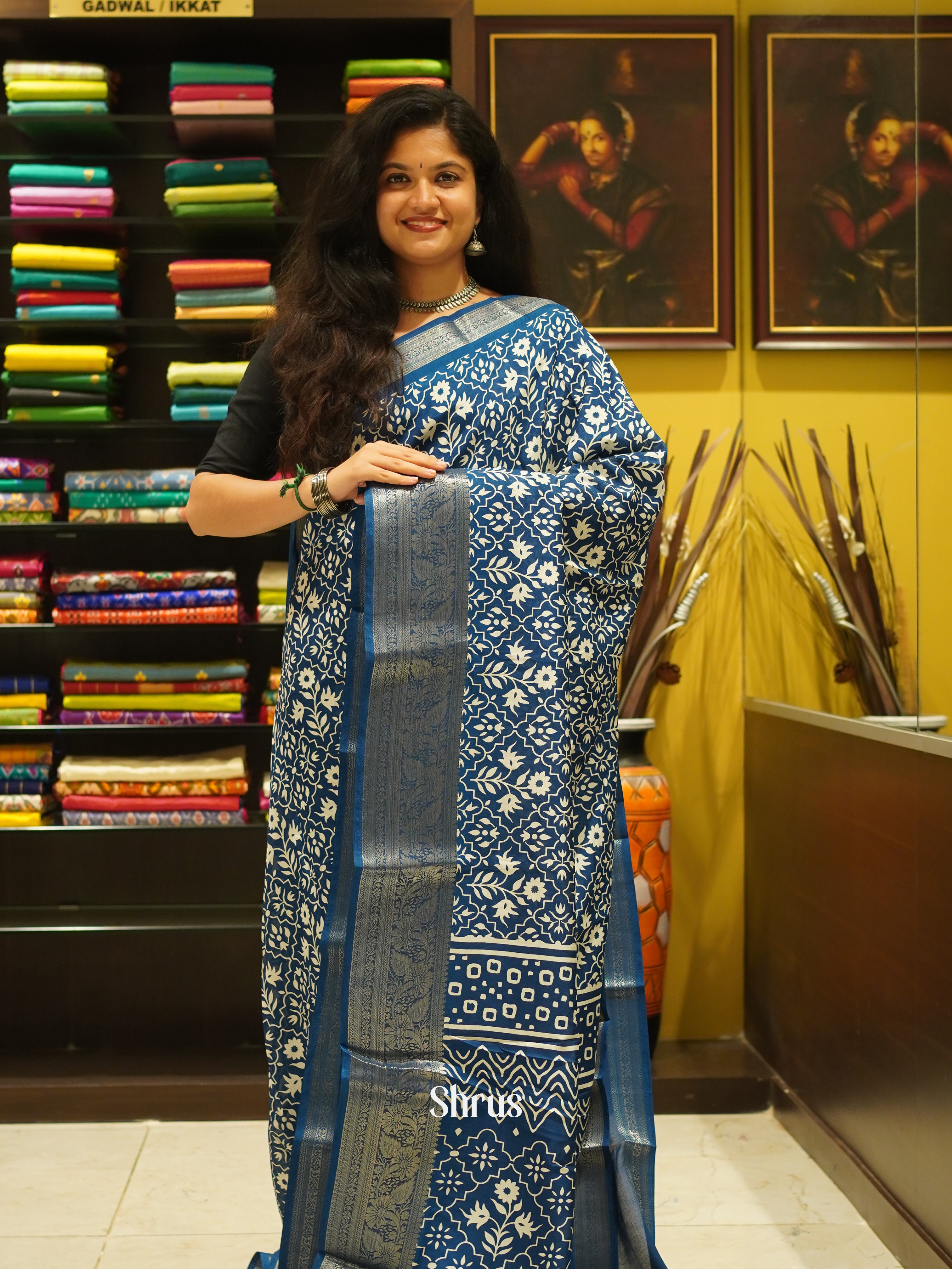 Blue(Single Tone)- Semi Crepe Saree - Shop on ShrusEternity.com