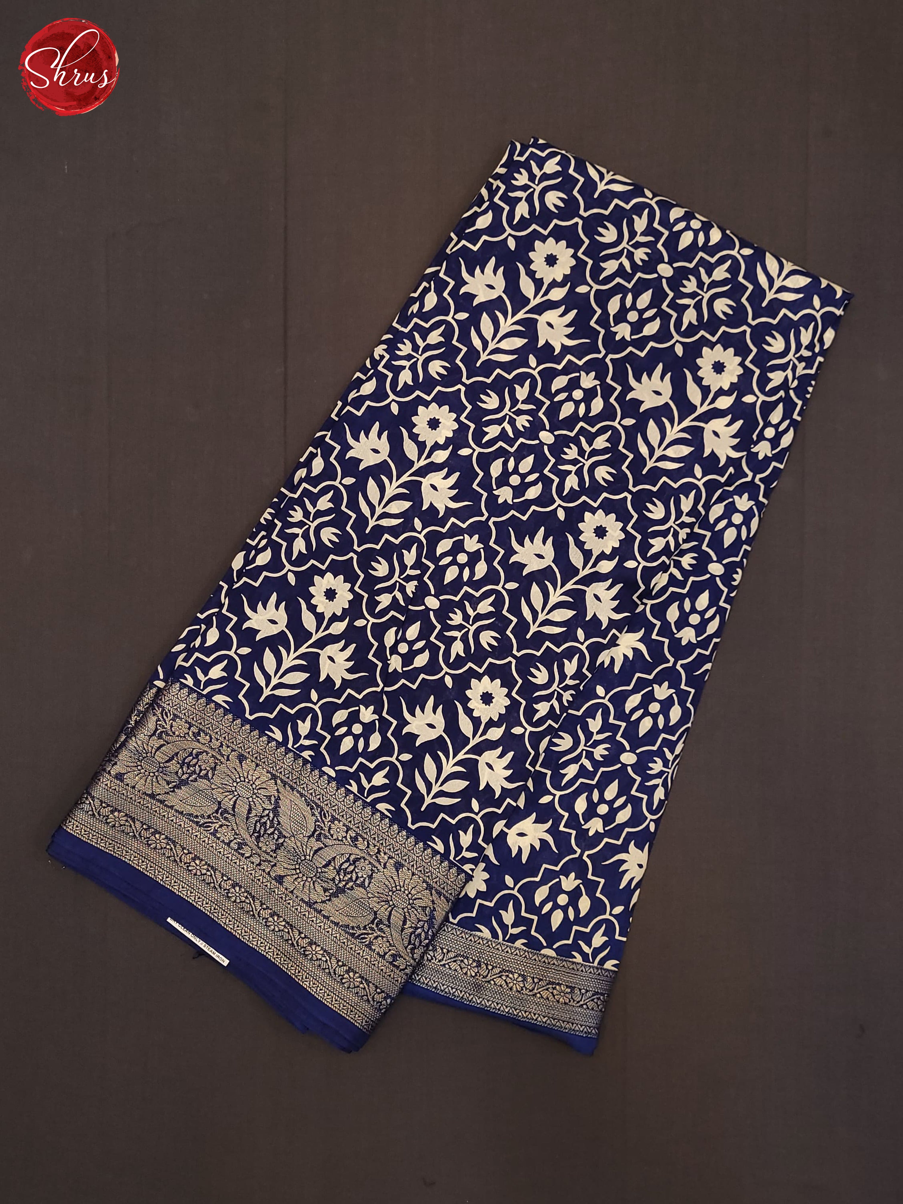 Blue(Single tone) - Semi Crepe Saree - Shop on ShrusEternity.com