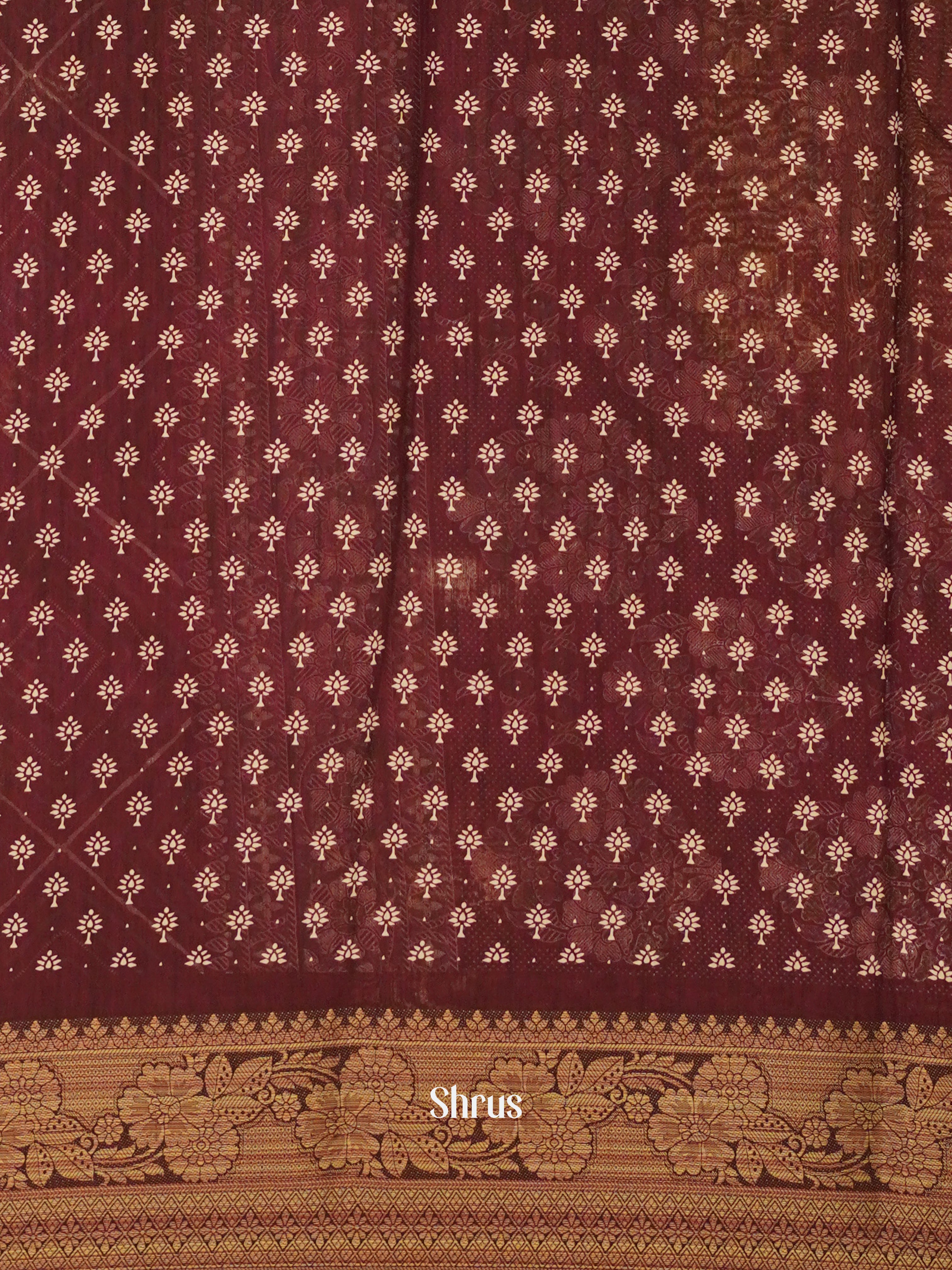 Wine(Single tone) - Semi Crepe Saree - Shop on ShrusEternity.com