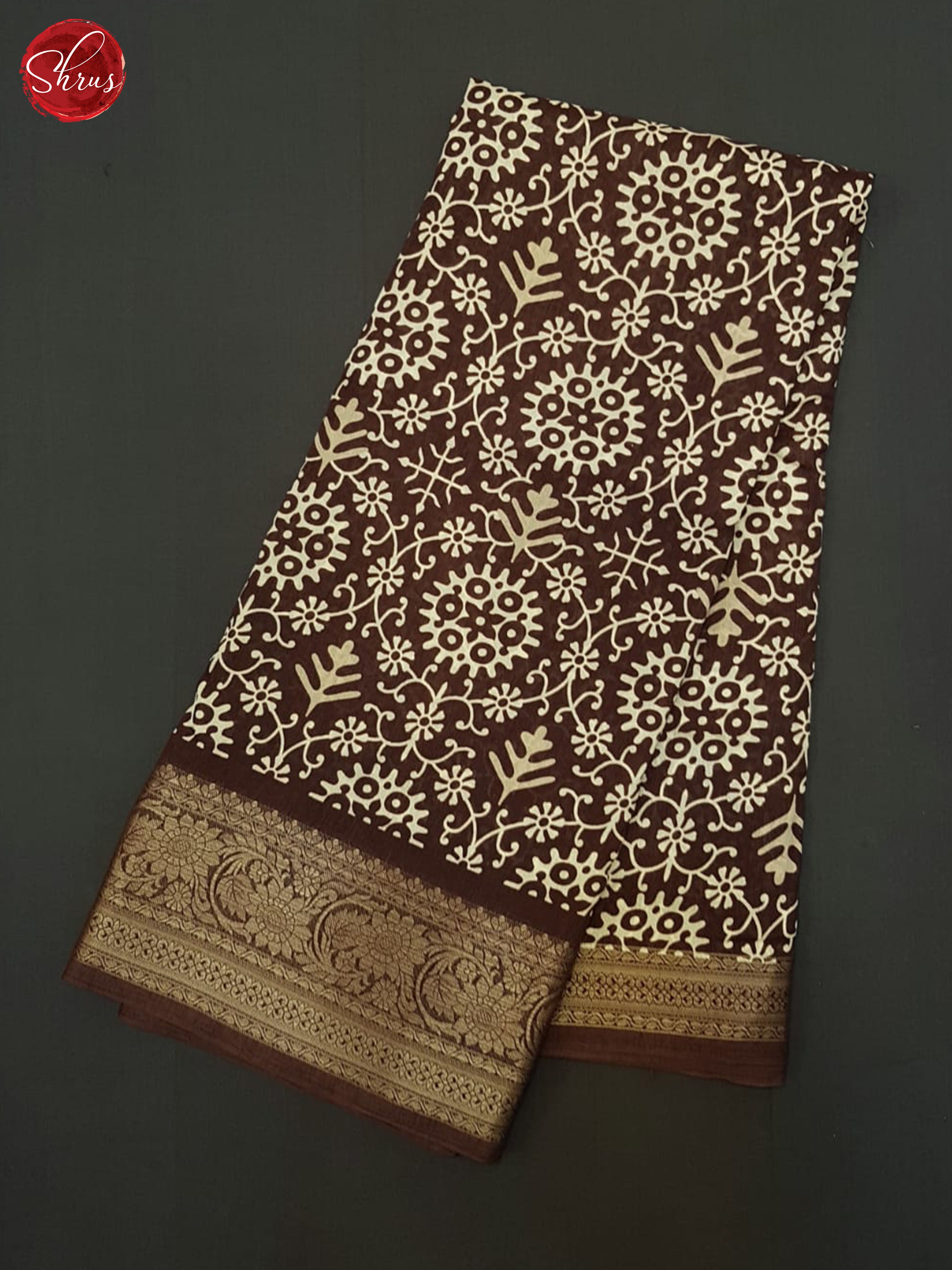 Brown(SIngle Tone) - Semi crepe Saree - Shop on ShrusEternity.com