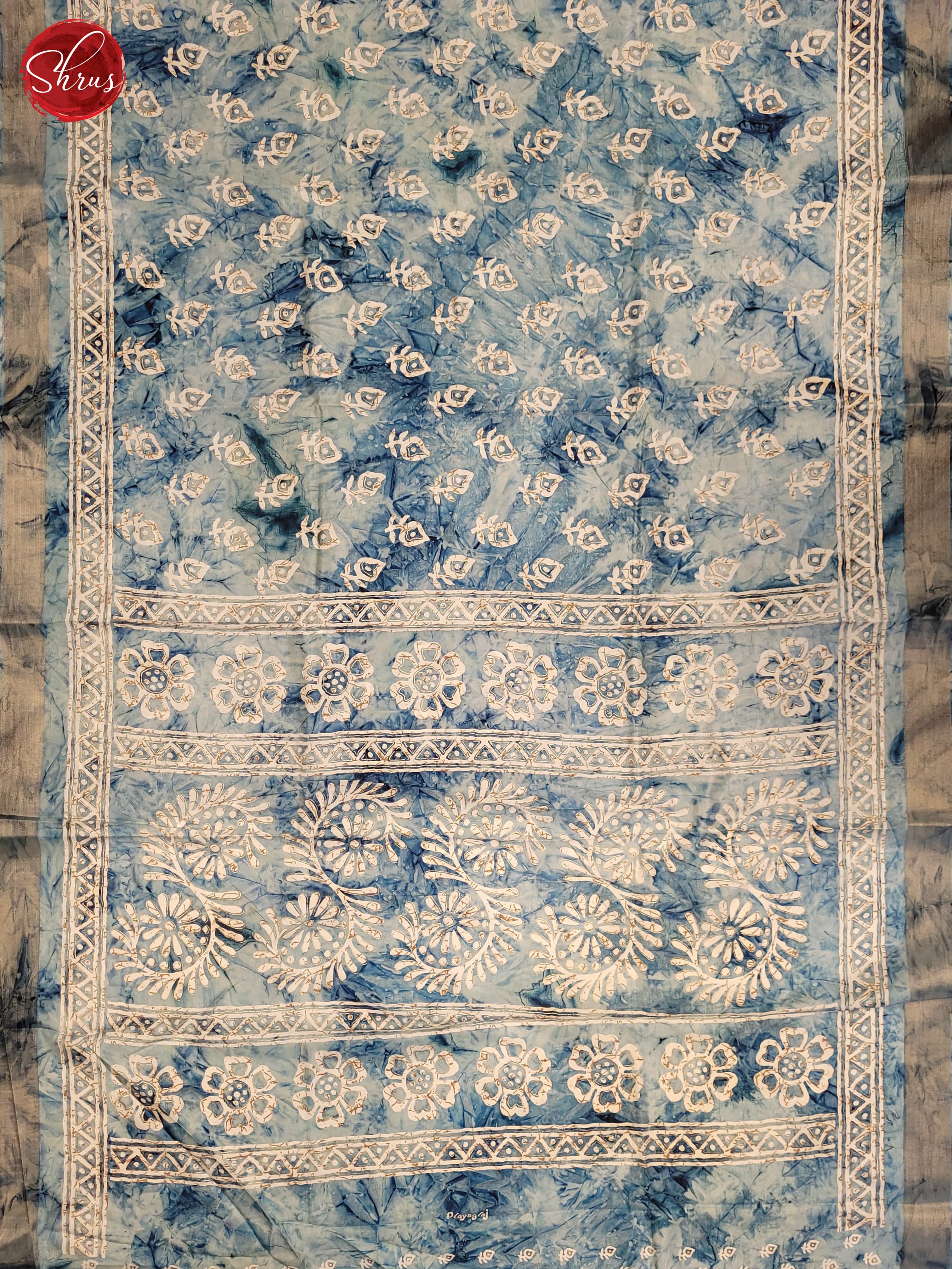 Blue(SIngle Tone) - Semi Crepe Saree - Shop on ShrusEternity.com