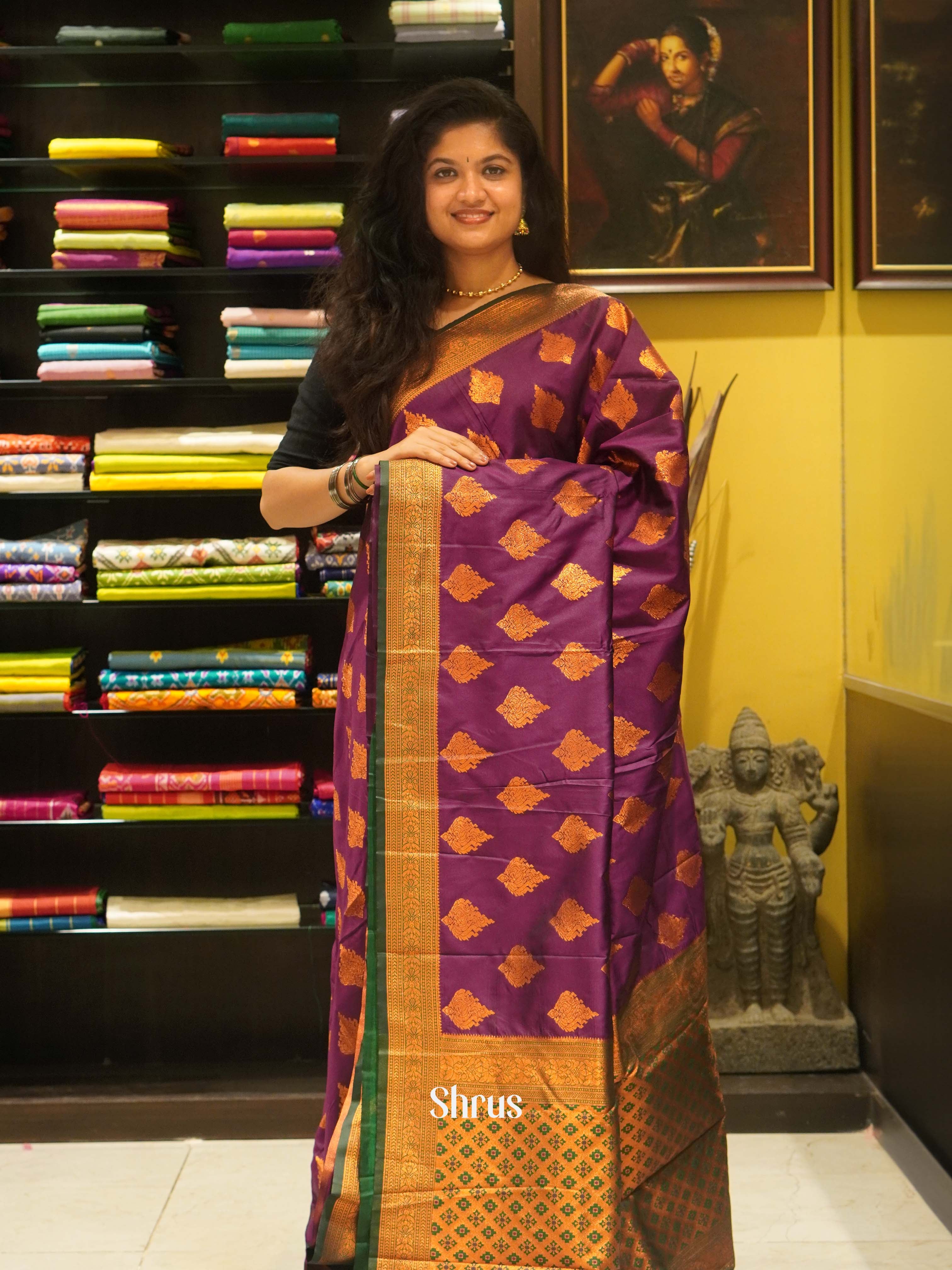 Wine And Green - Semi Kanchipuram - Shop on ShrusEternity.com