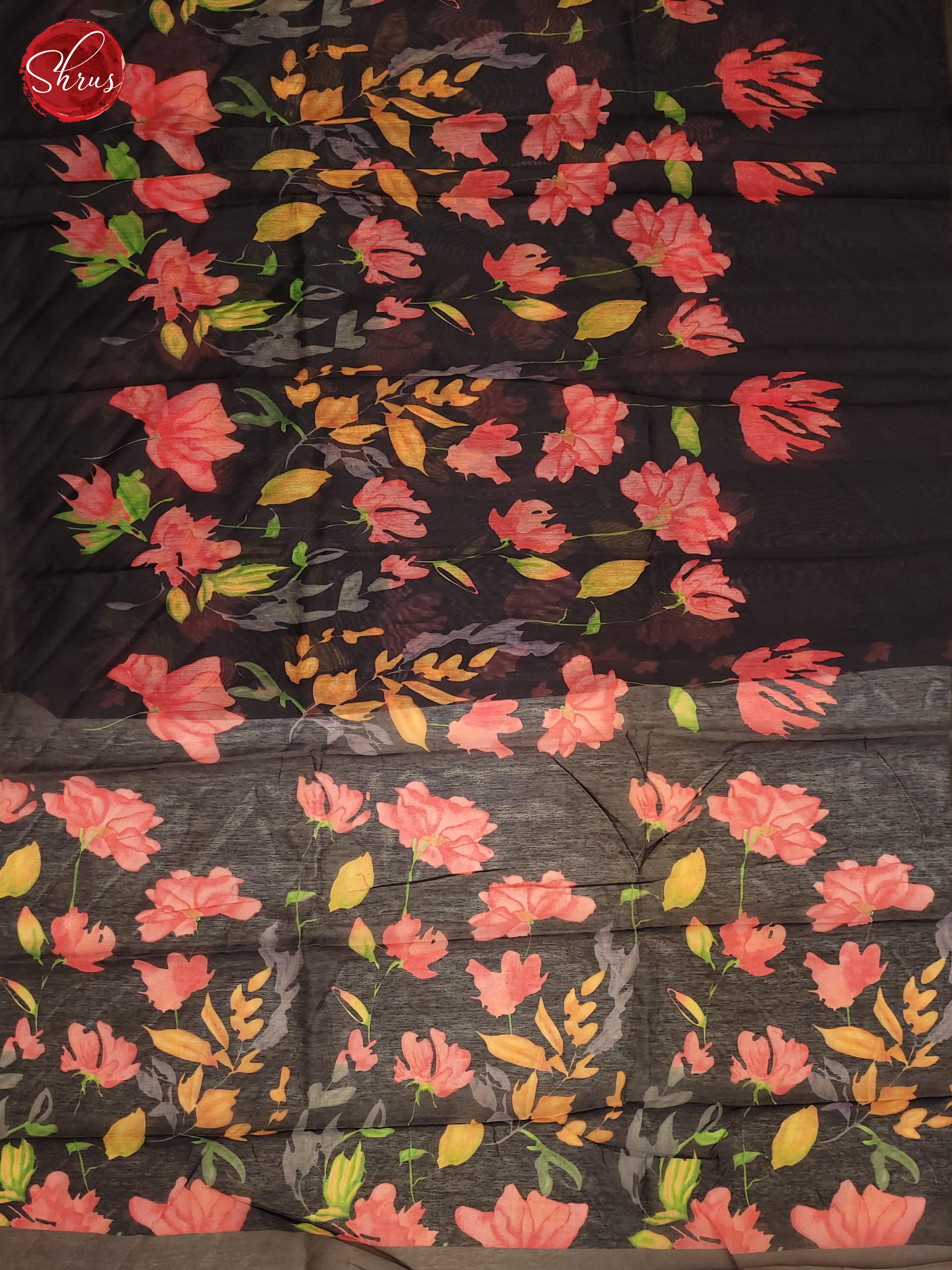 Black(Single Tone)- Semi Chanderi Saree - Shop on ShrusEternity.com
