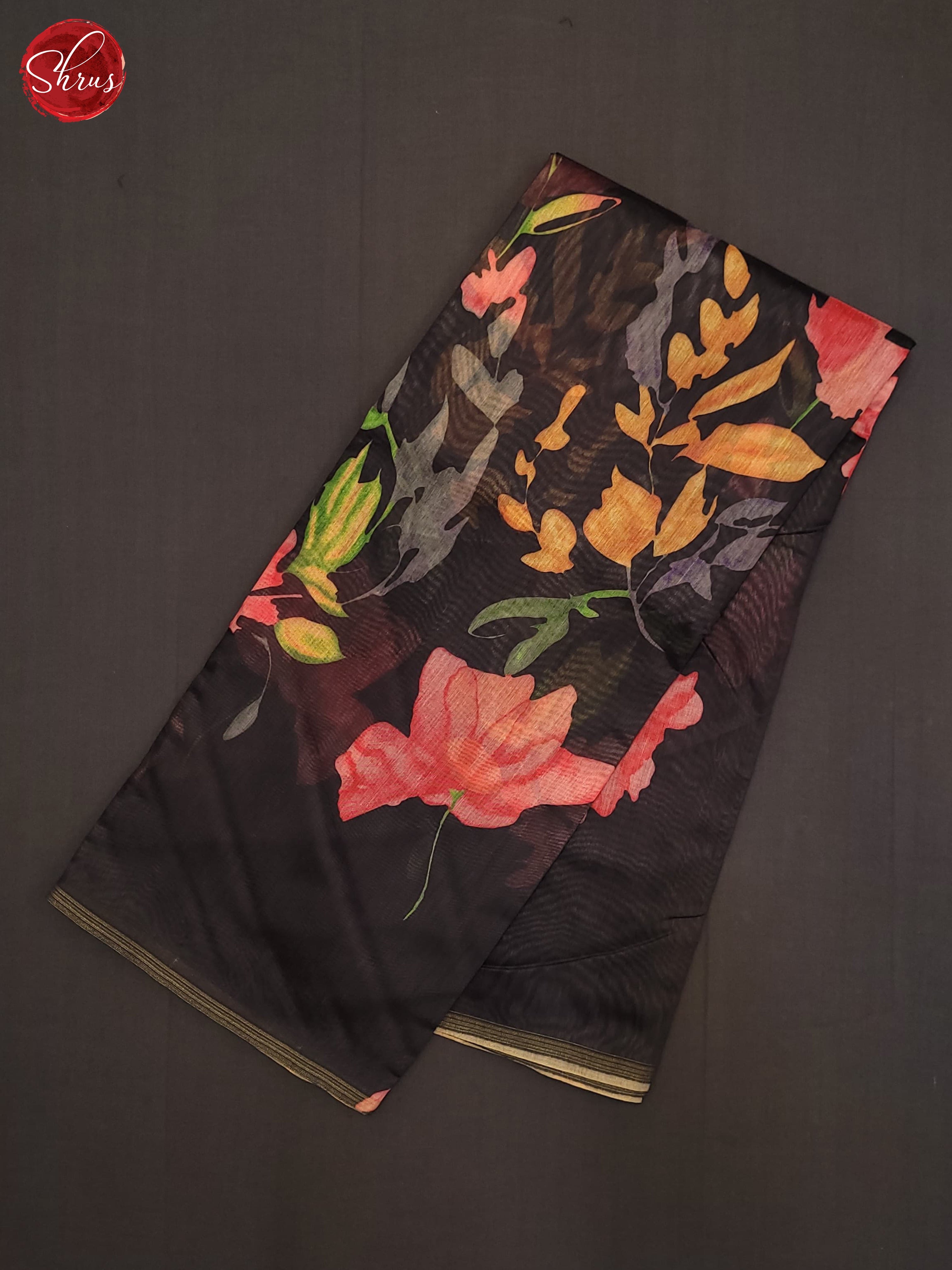 Black(Single Tone)- Semi Chanderi Saree - Shop on ShrusEternity.com