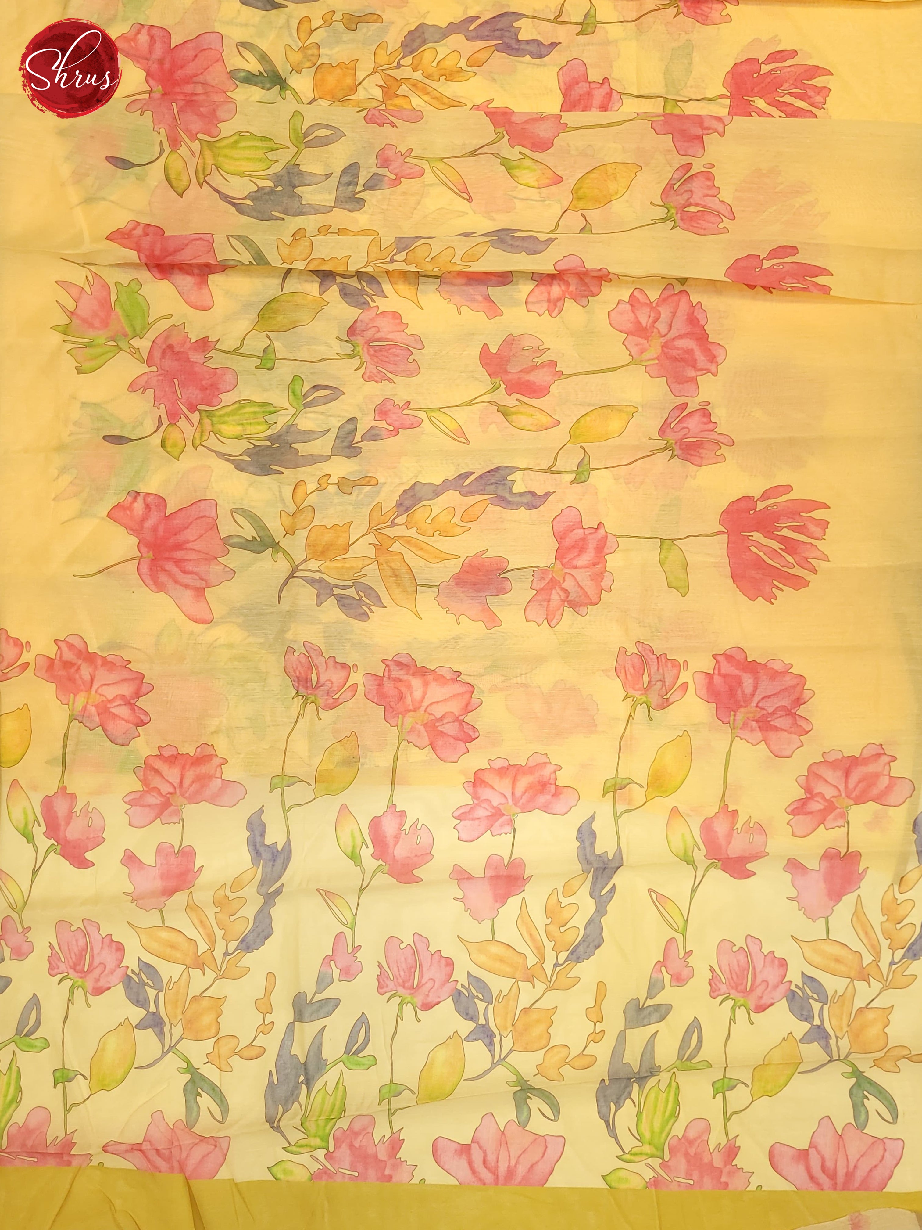 Yellow(Single Tone) - Semi Chanderi Saree - Shop on ShrusEternity.com