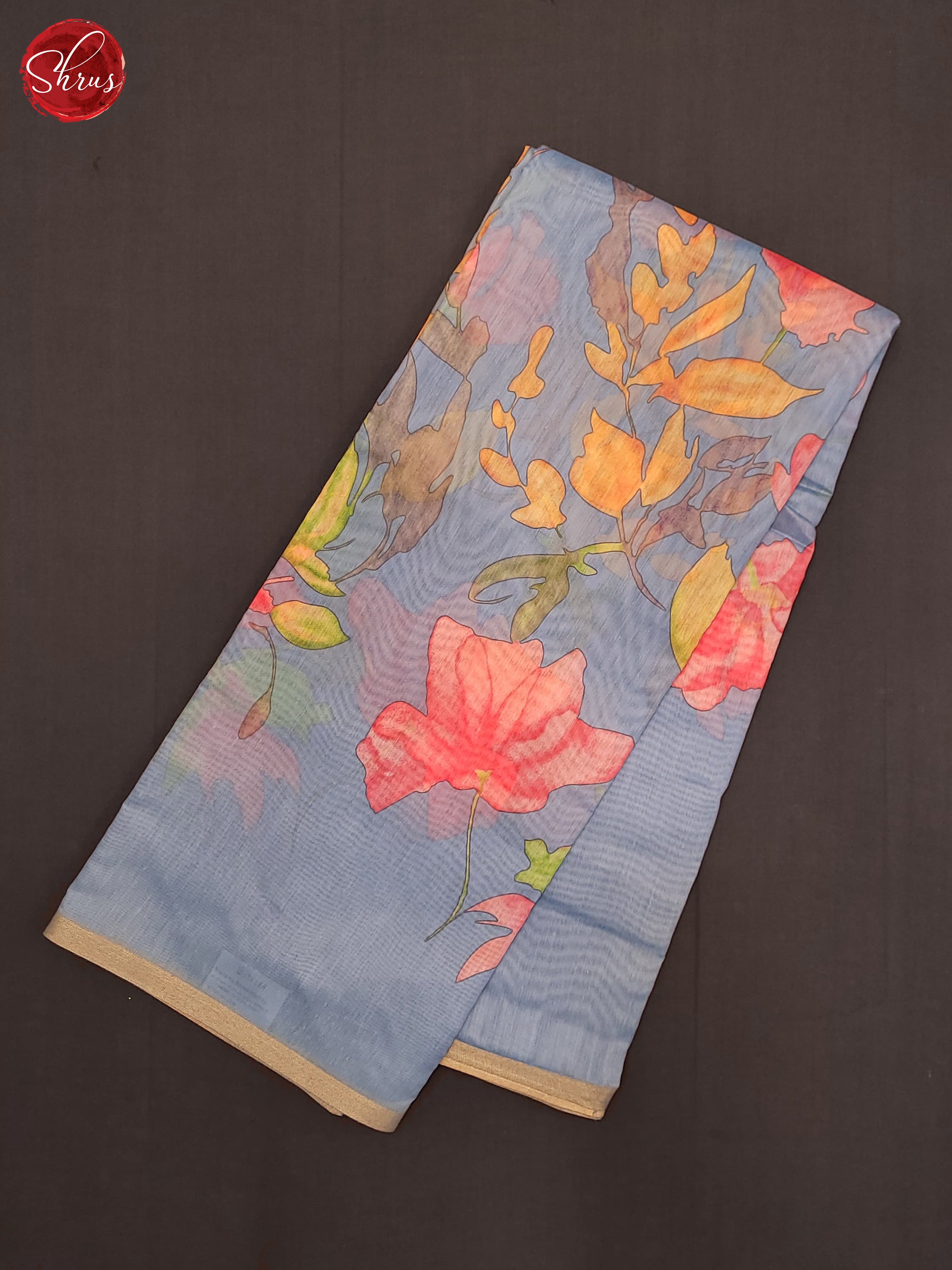 Blue(Single Tone) - Semi Chanderi Saree - Shop on ShrusEternity.com