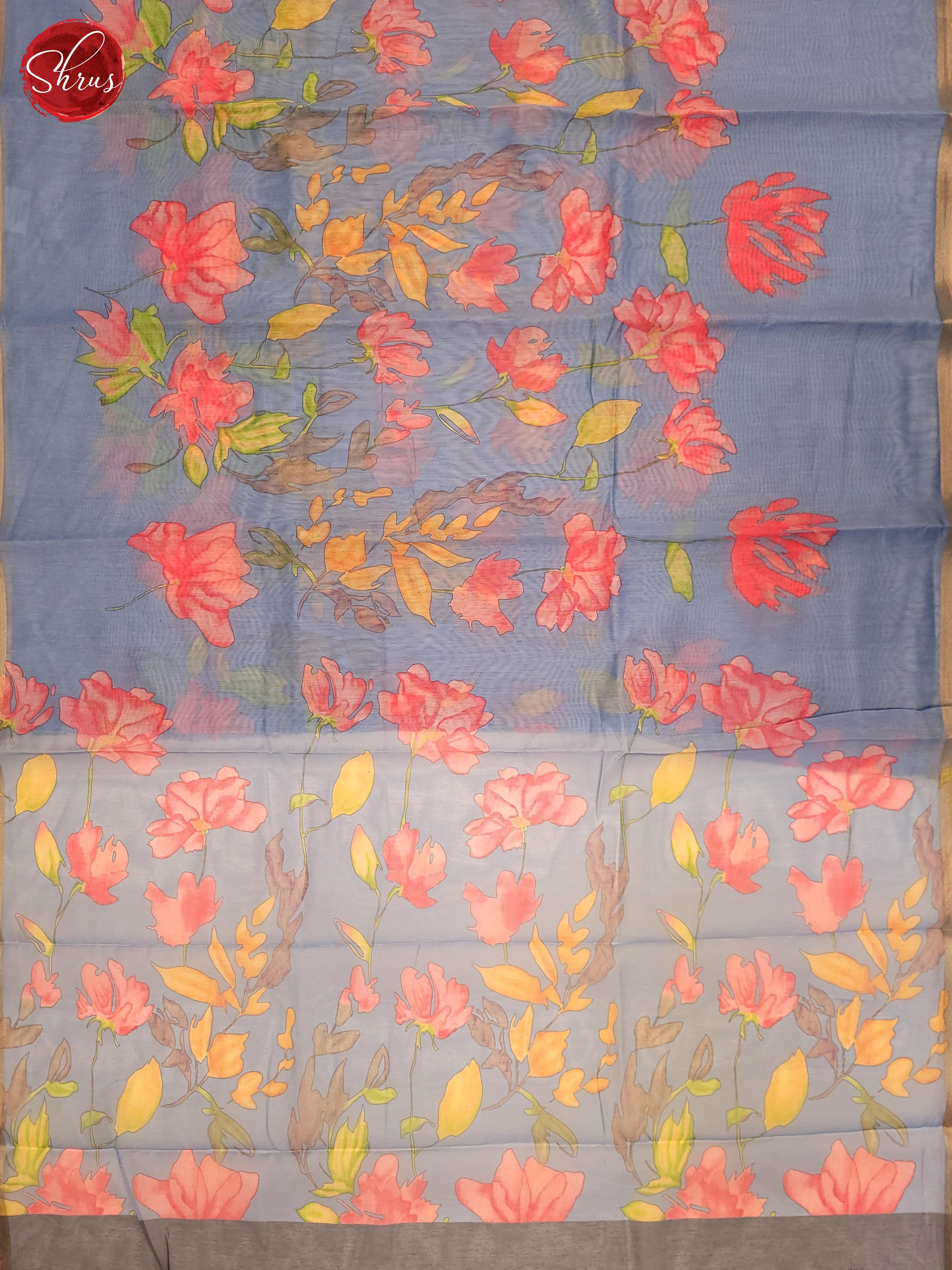 Blue(Single Tone) - Semi Chanderi Saree - Shop on ShrusEternity.com