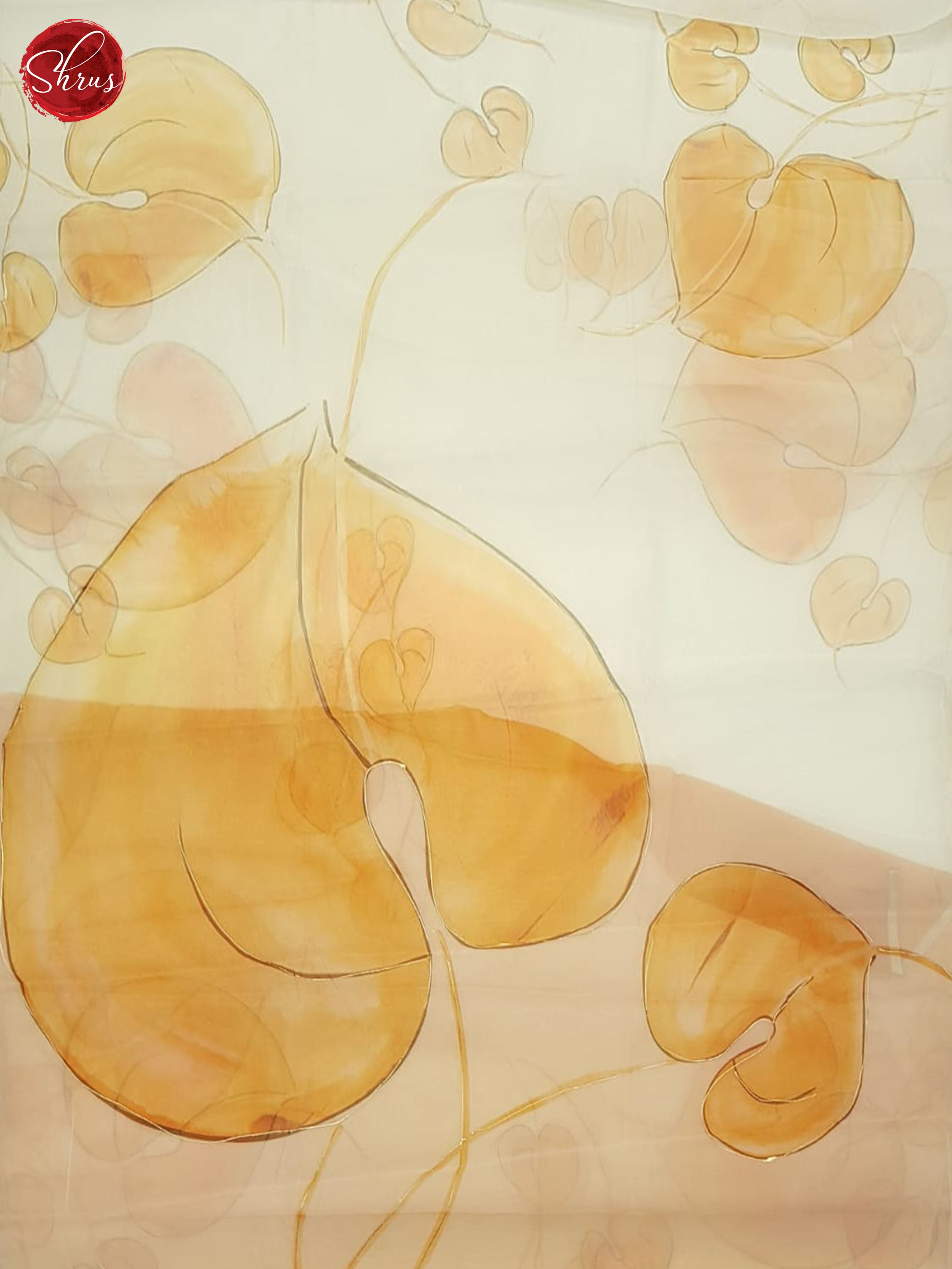 Cream & Orange - Semi Organza Saree - Shop on ShrusEternity.com