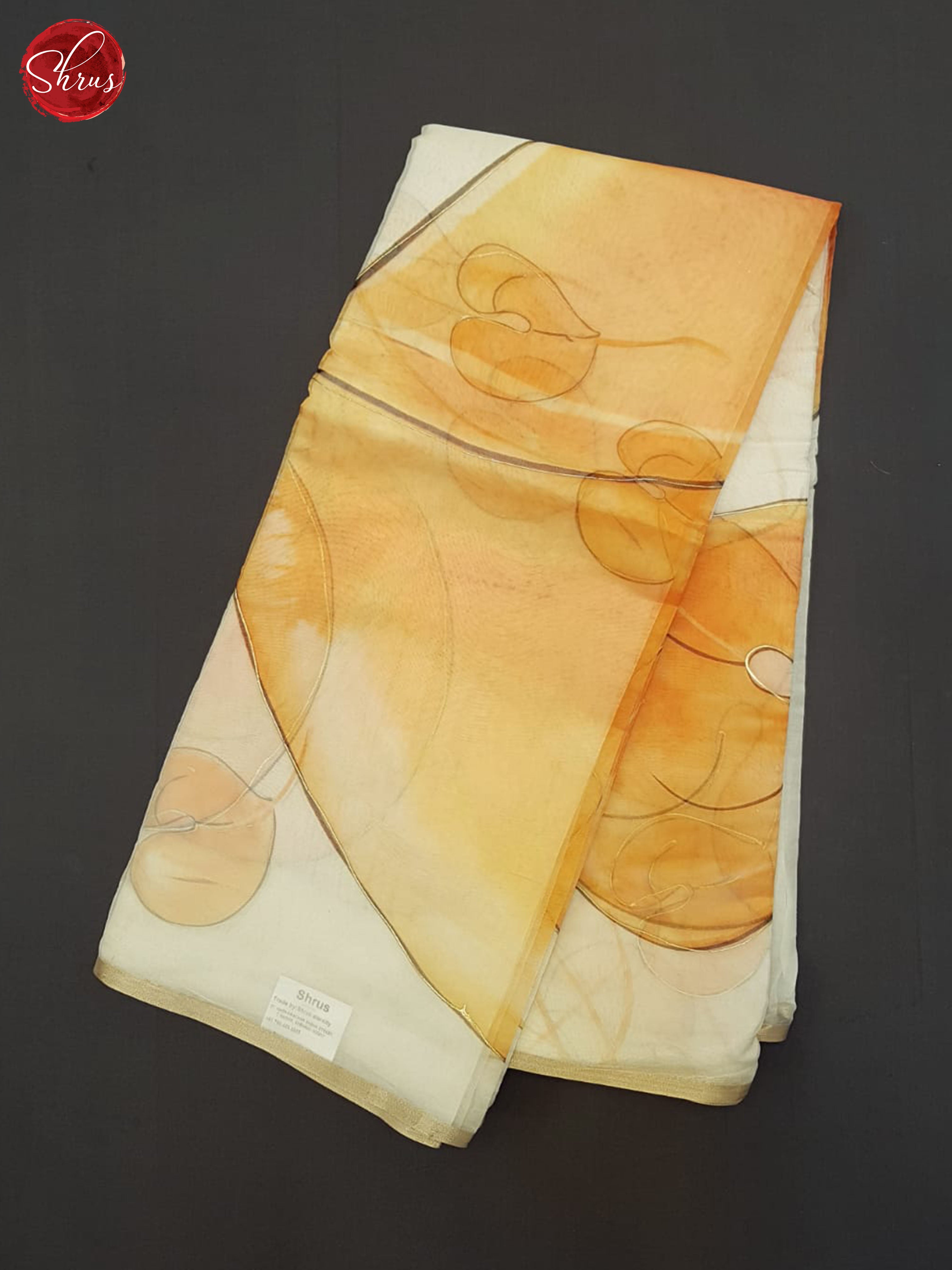 Cream & Orange - Semi Organza Saree - Shop on ShrusEternity.com