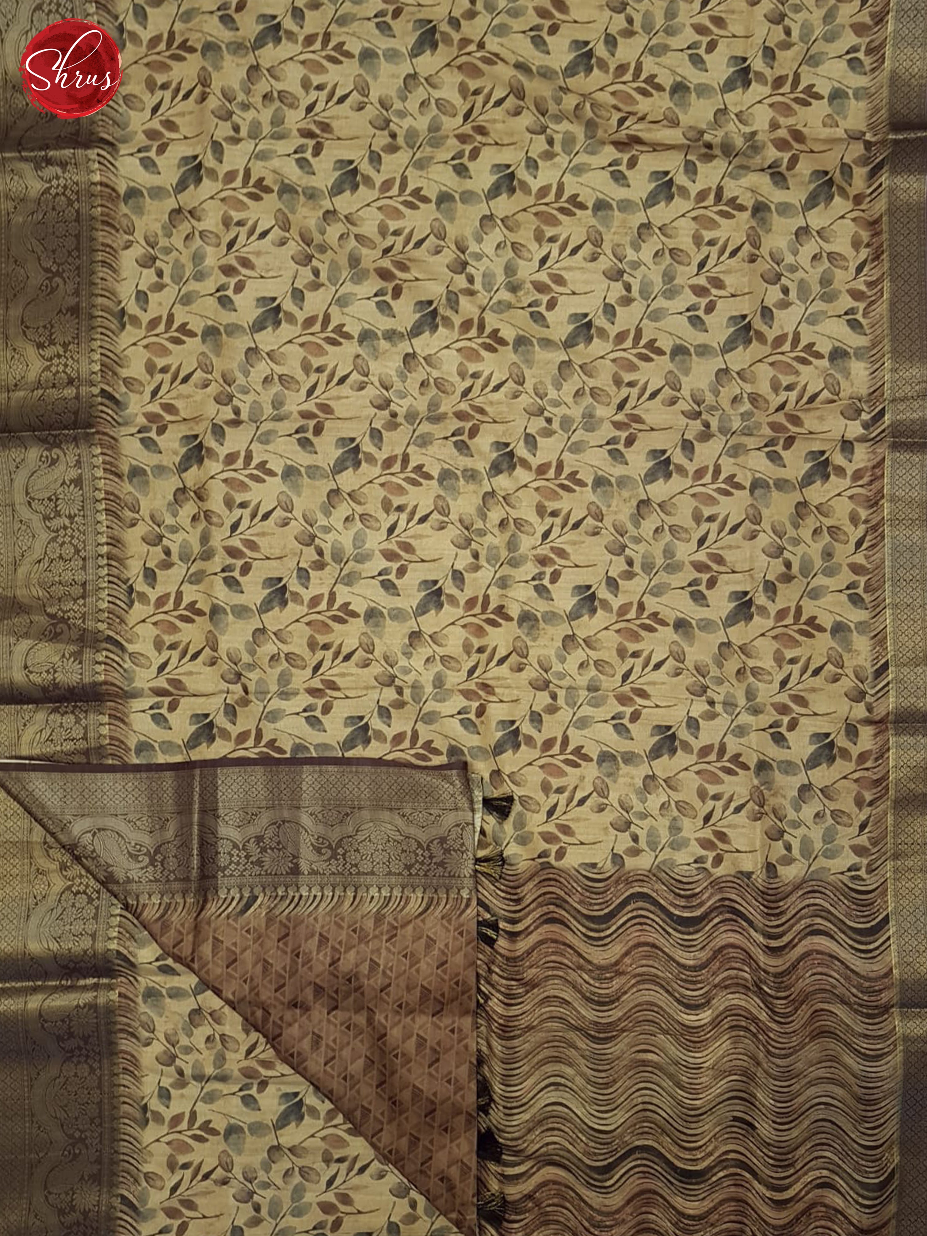 Beige & Brown - Semi Tussar Saree - Shop on ShrusEternity.com