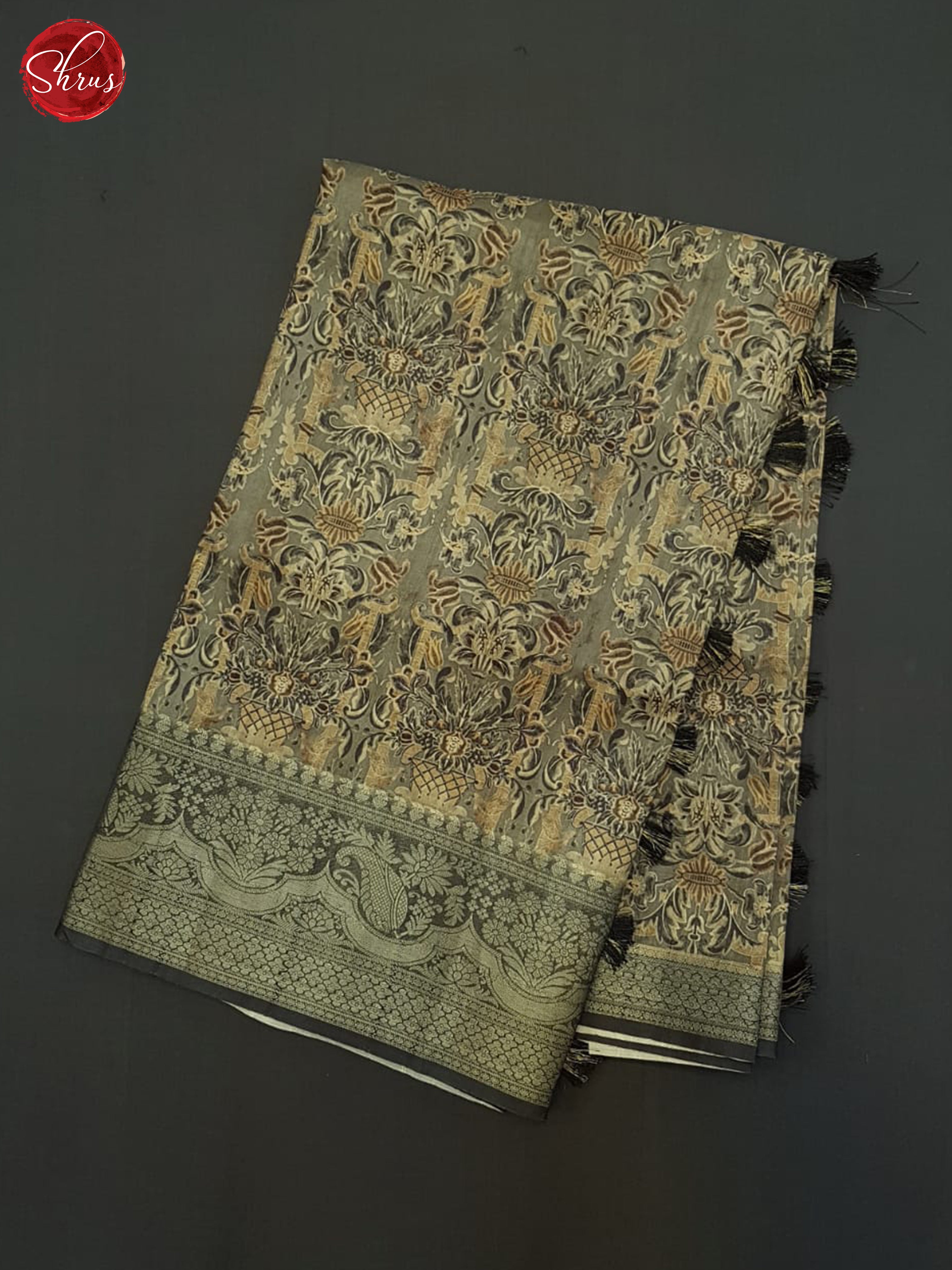 Grey - Semi Tussar Saree - Shop on ShrusEternity.com