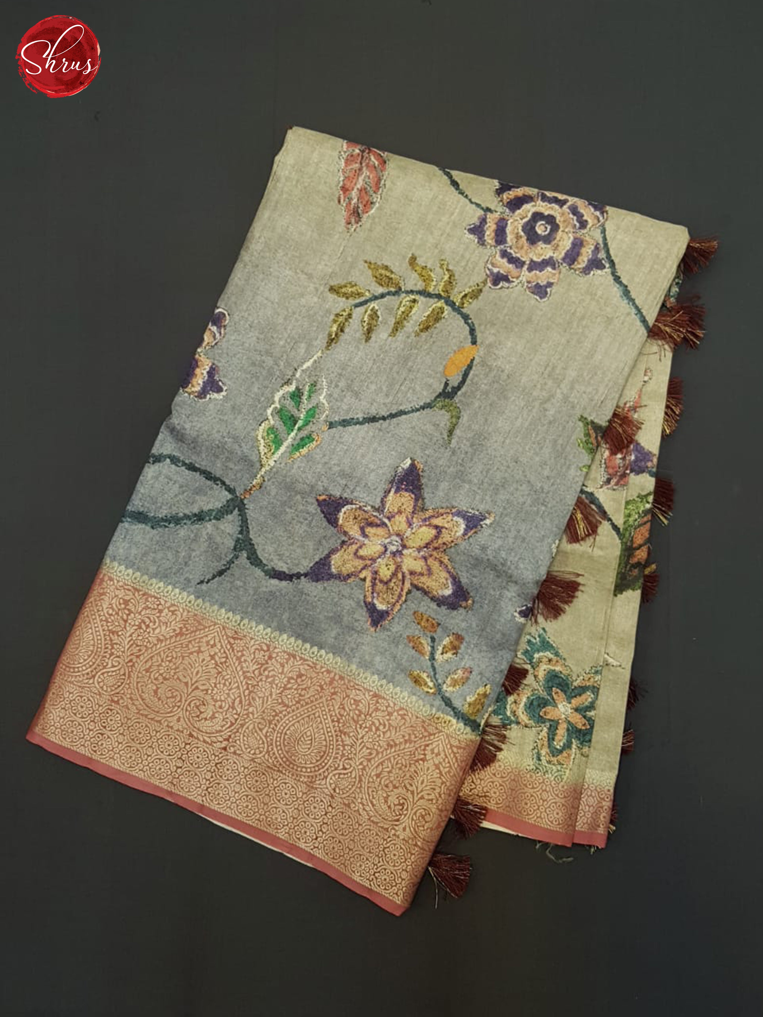 Grey & Purple - Semi Tussar Saree - Shop on ShrusEternity.com