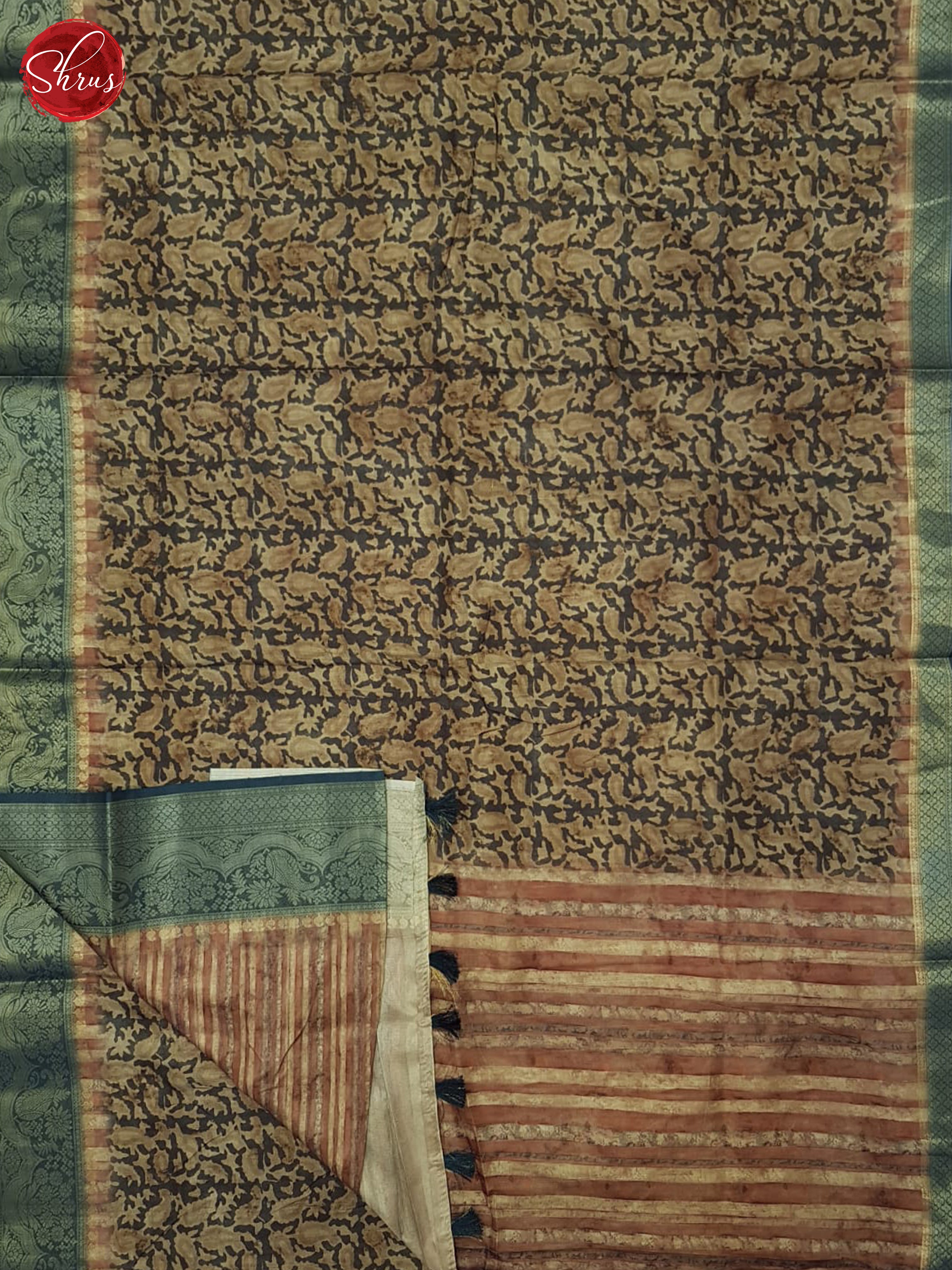 Grey & Blue - Semi Tussar Saree - Shop on ShrusEternity.com