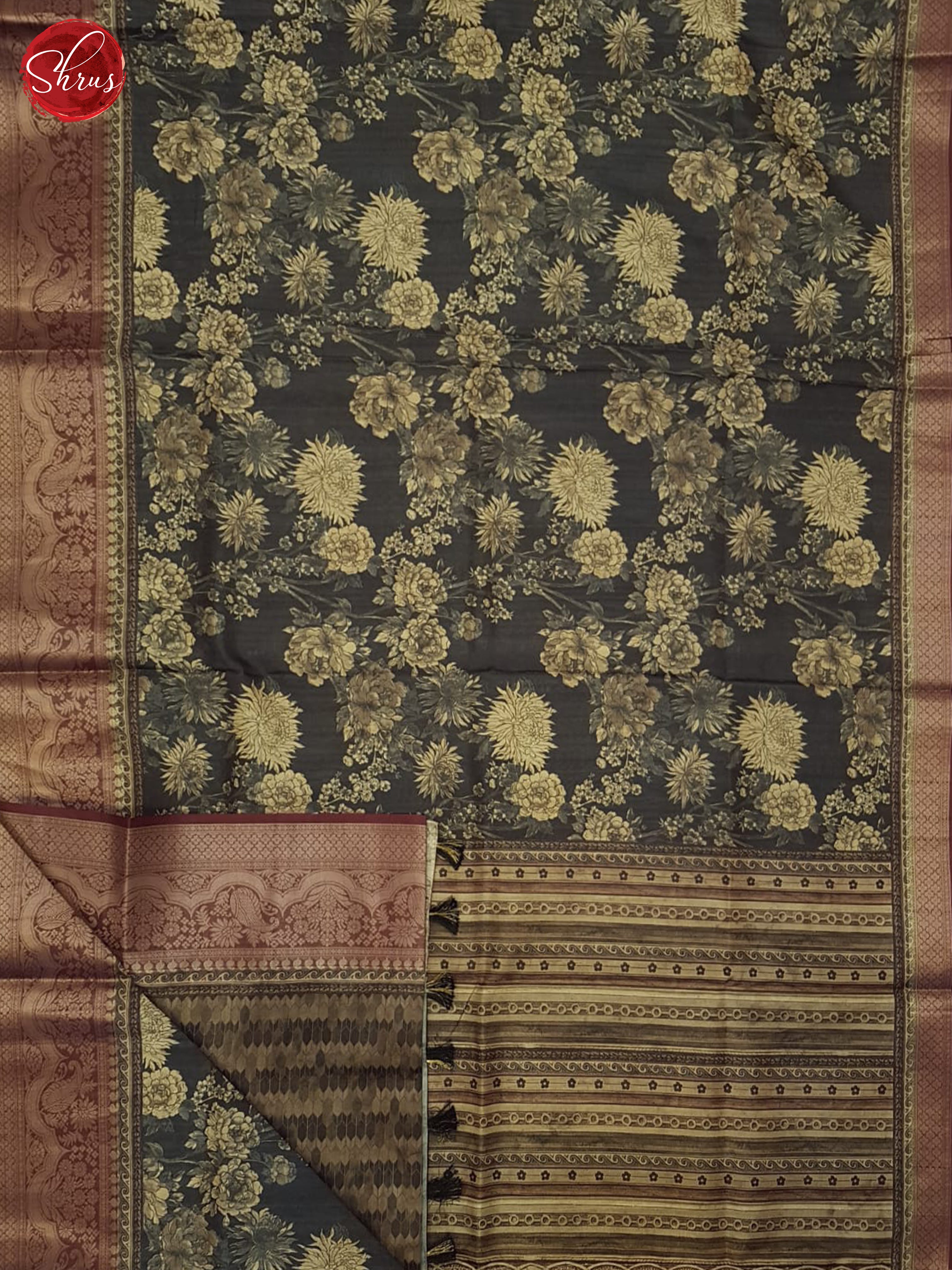 grey & Brown- Semi Tussar Saree - Shop on ShrusEternity.com