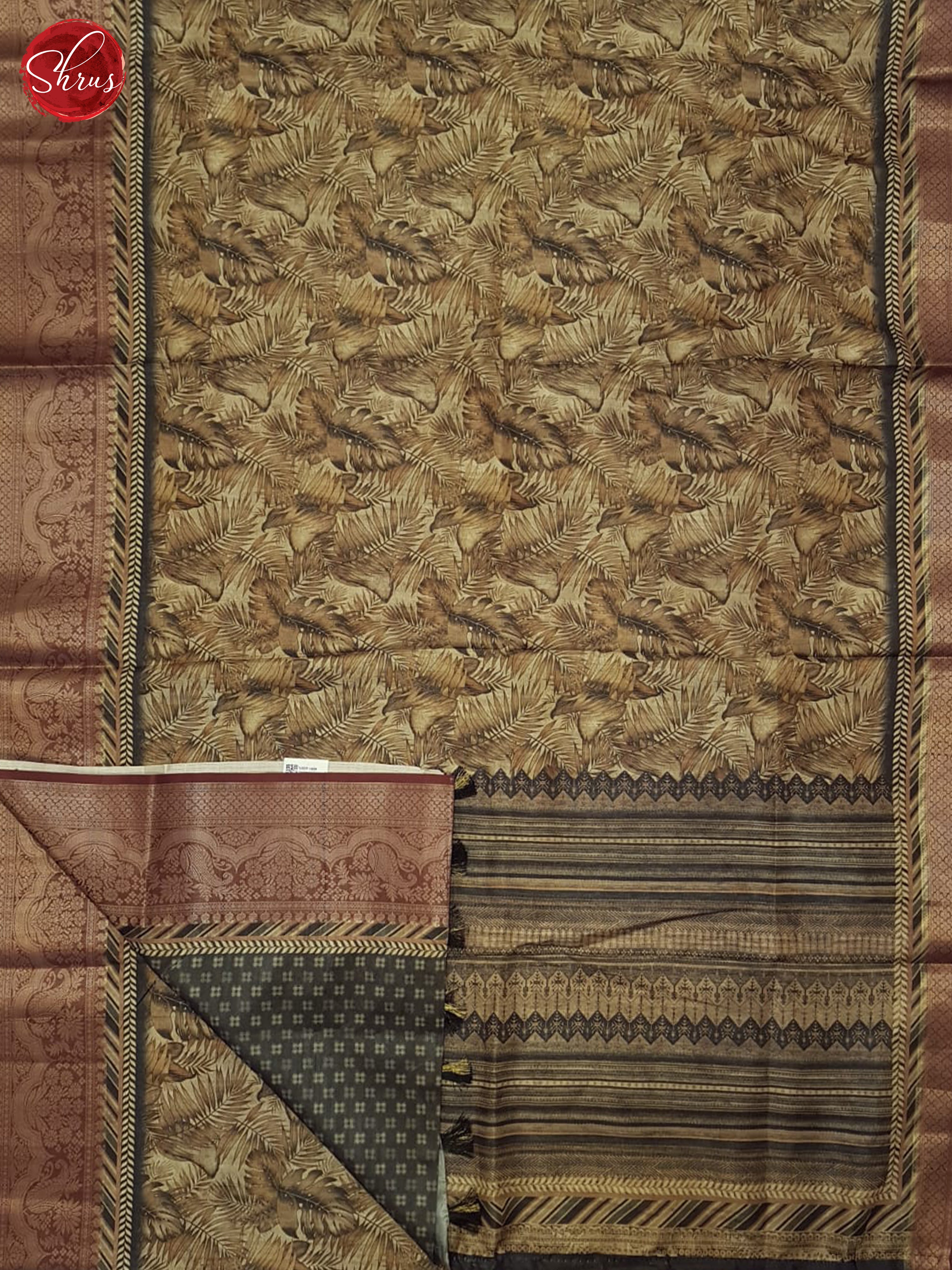 Brown & Grey - Semi Tussar Saree - Shop on ShrusEternity.com