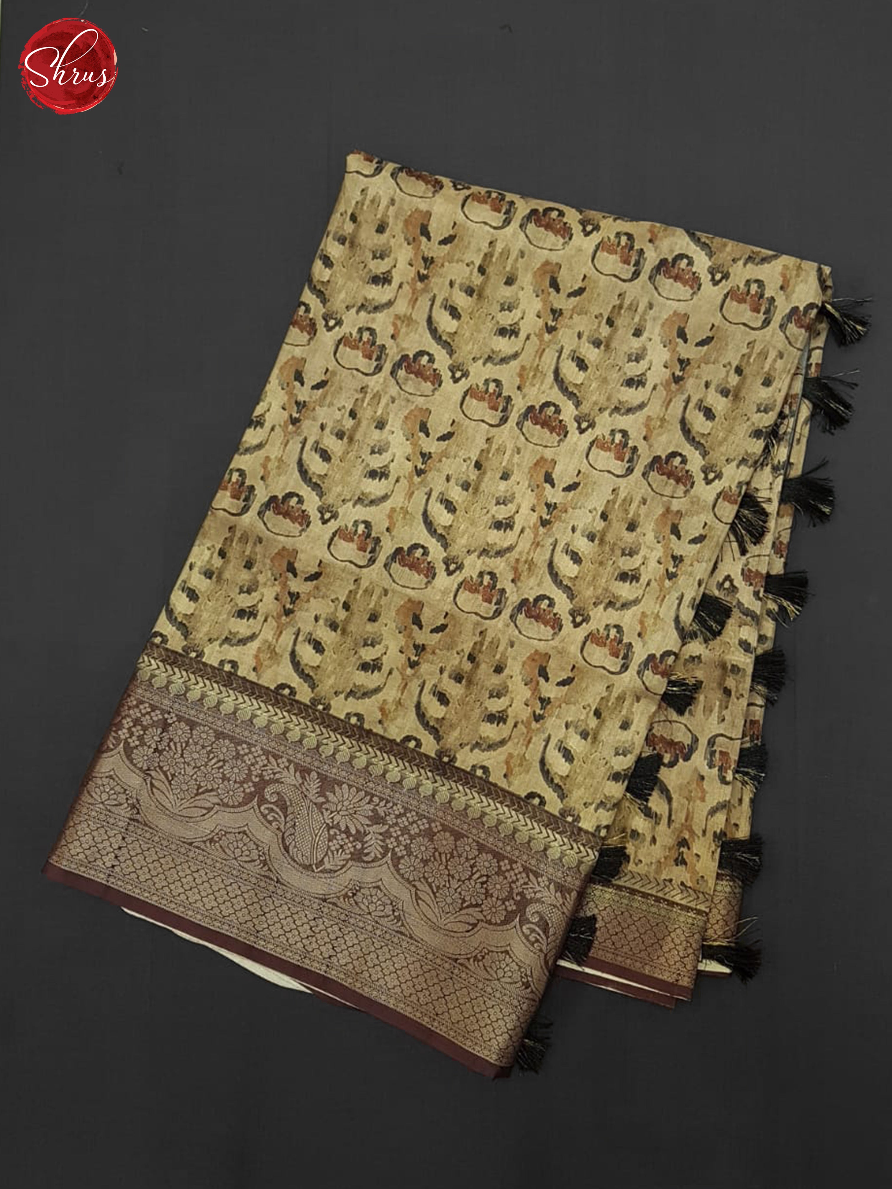 Beige & Grey- Semi Tussar Saree - Shop on ShrusEternity.com