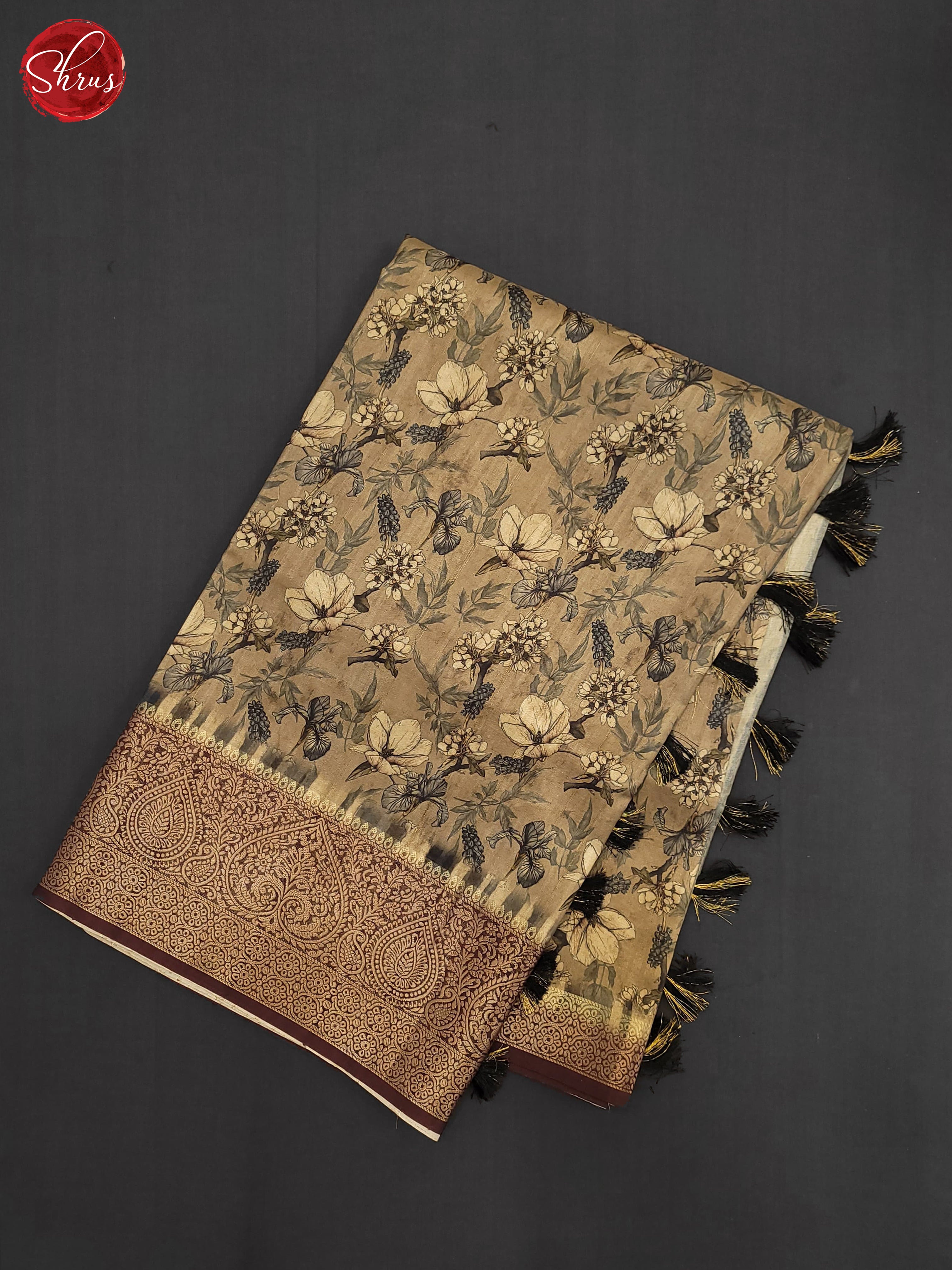 Grey & Brown - Semi Tussar Saree - Shop on ShrusEternity.com