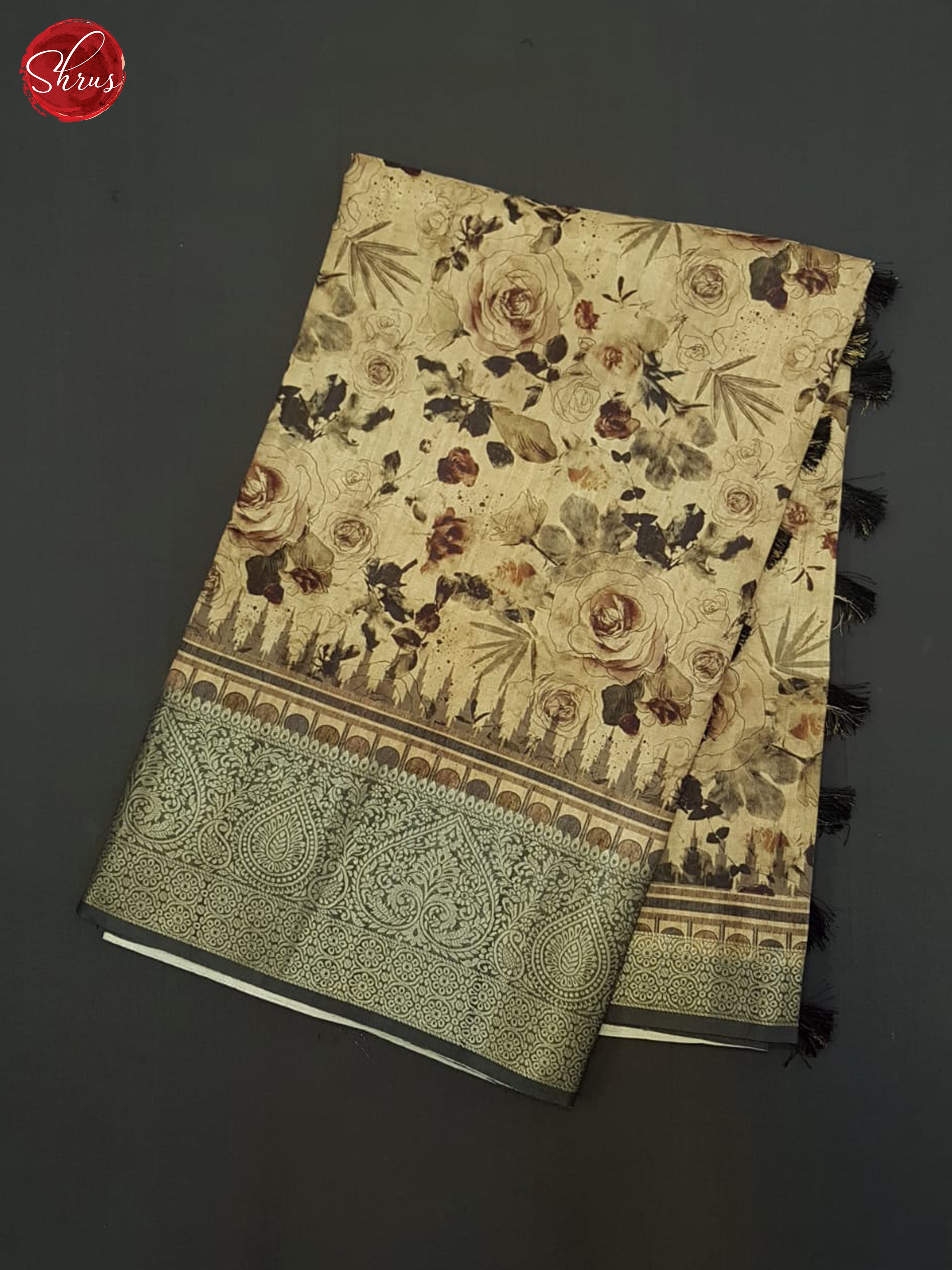 Beige & Grey - Semi Tussar Saree - Shop on ShrusEternity.com