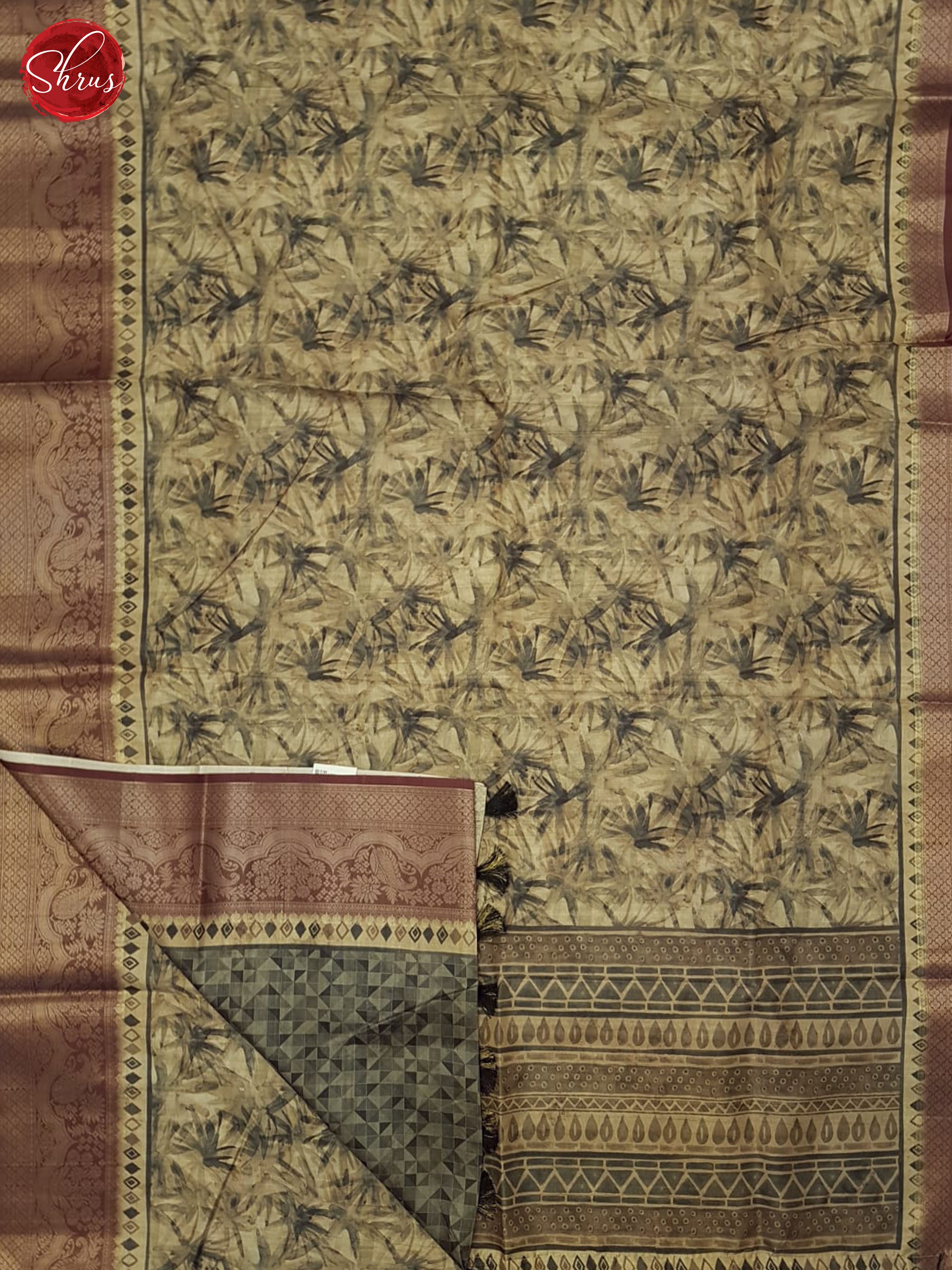 Beige & Grey- Semi Tussar Saree - Shop on ShrusEternity.com