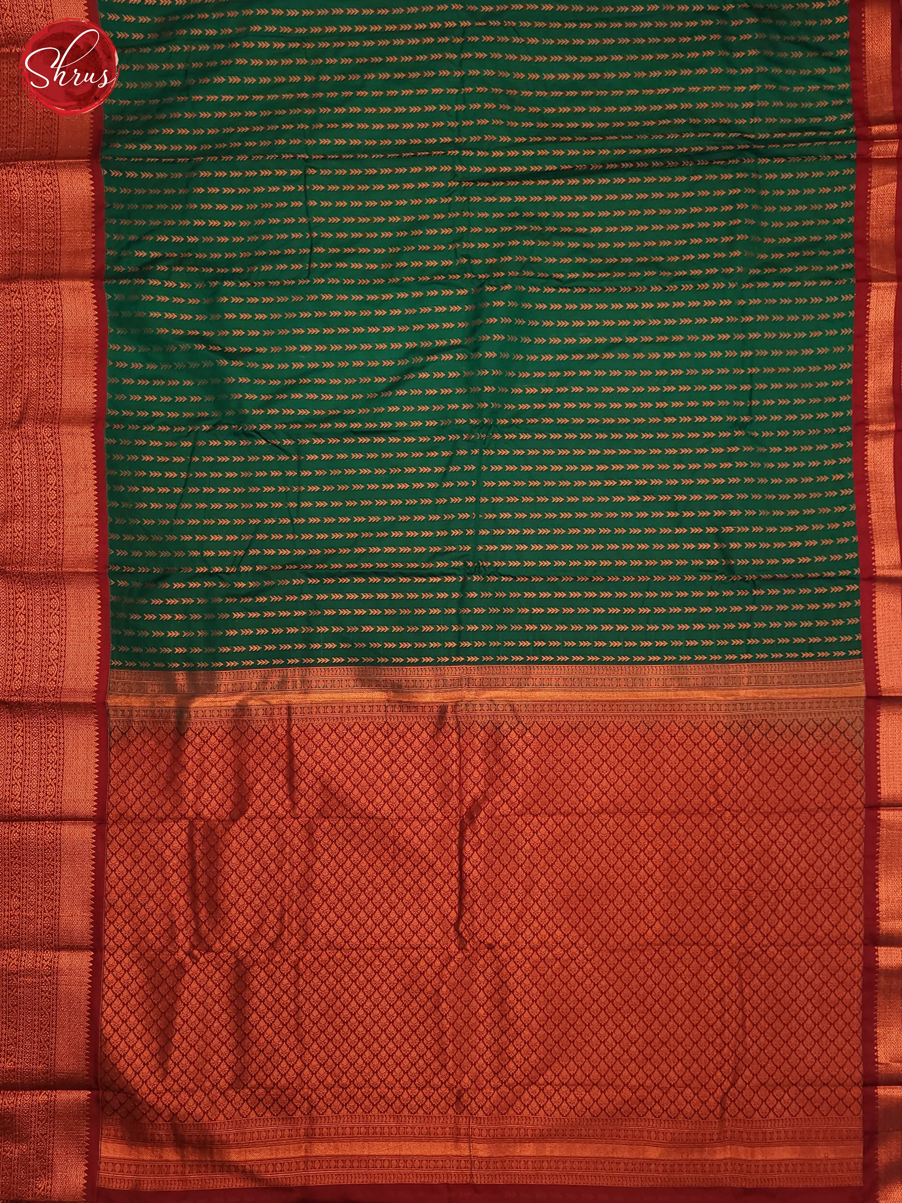 Green & Maroon- Semi Kanchipuram Saree - Shop on ShrusEternity.com