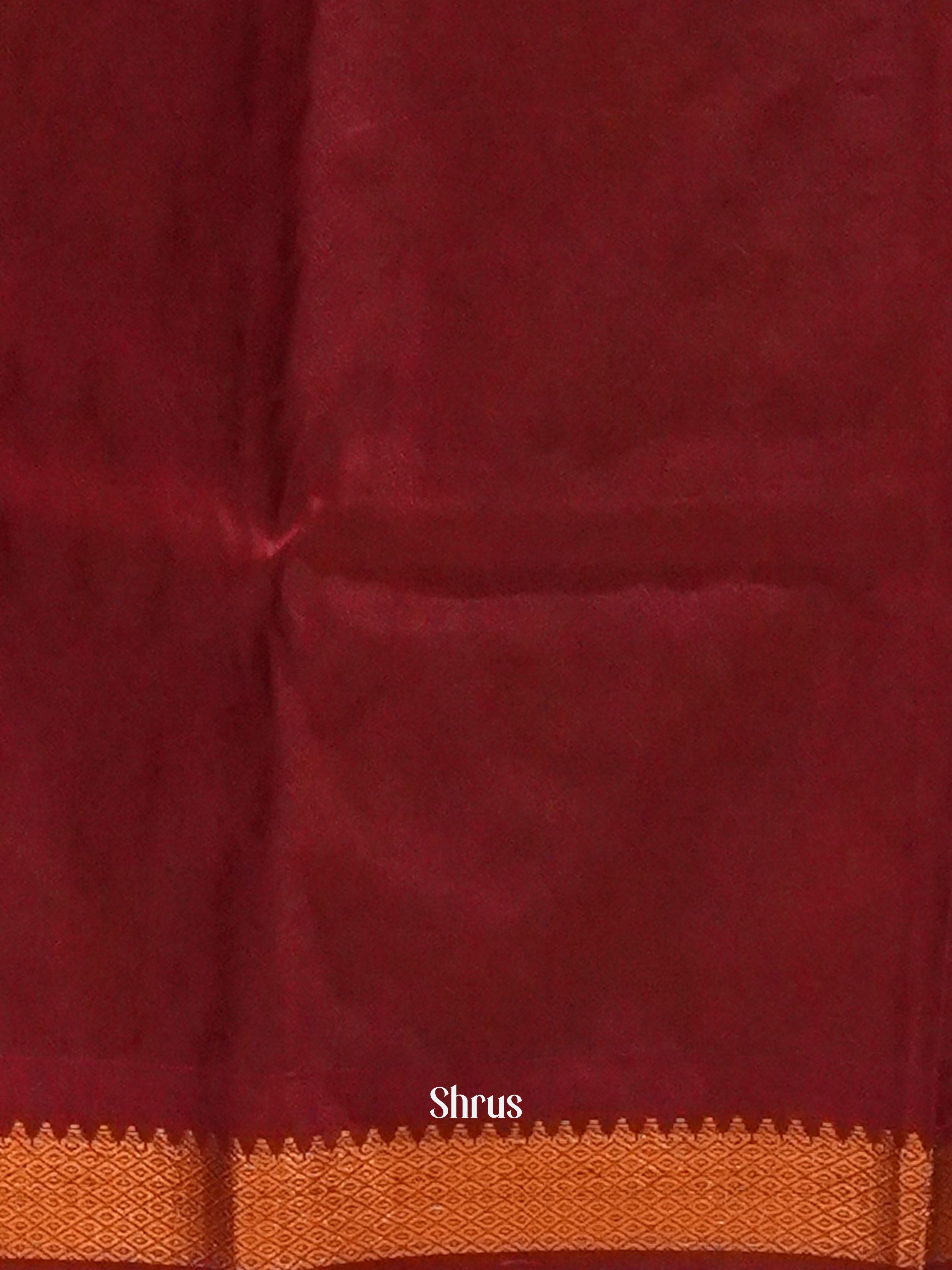 Orange & Maroon - Semi Kanchipuram Saree - Shop on ShrusEternity.com