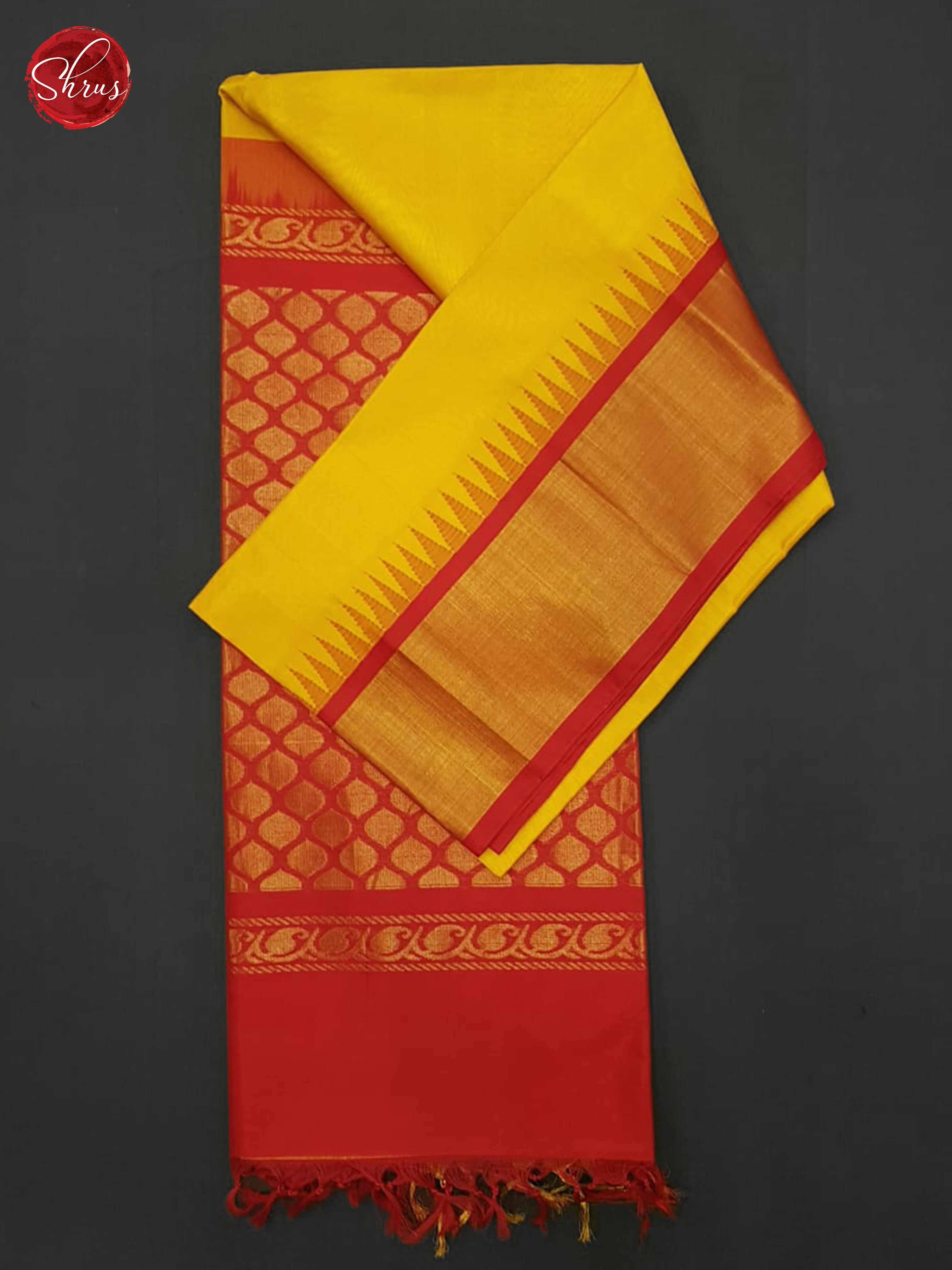 Yellow And Red- Silk Cotton Saree - Shop on ShrusEternity.com