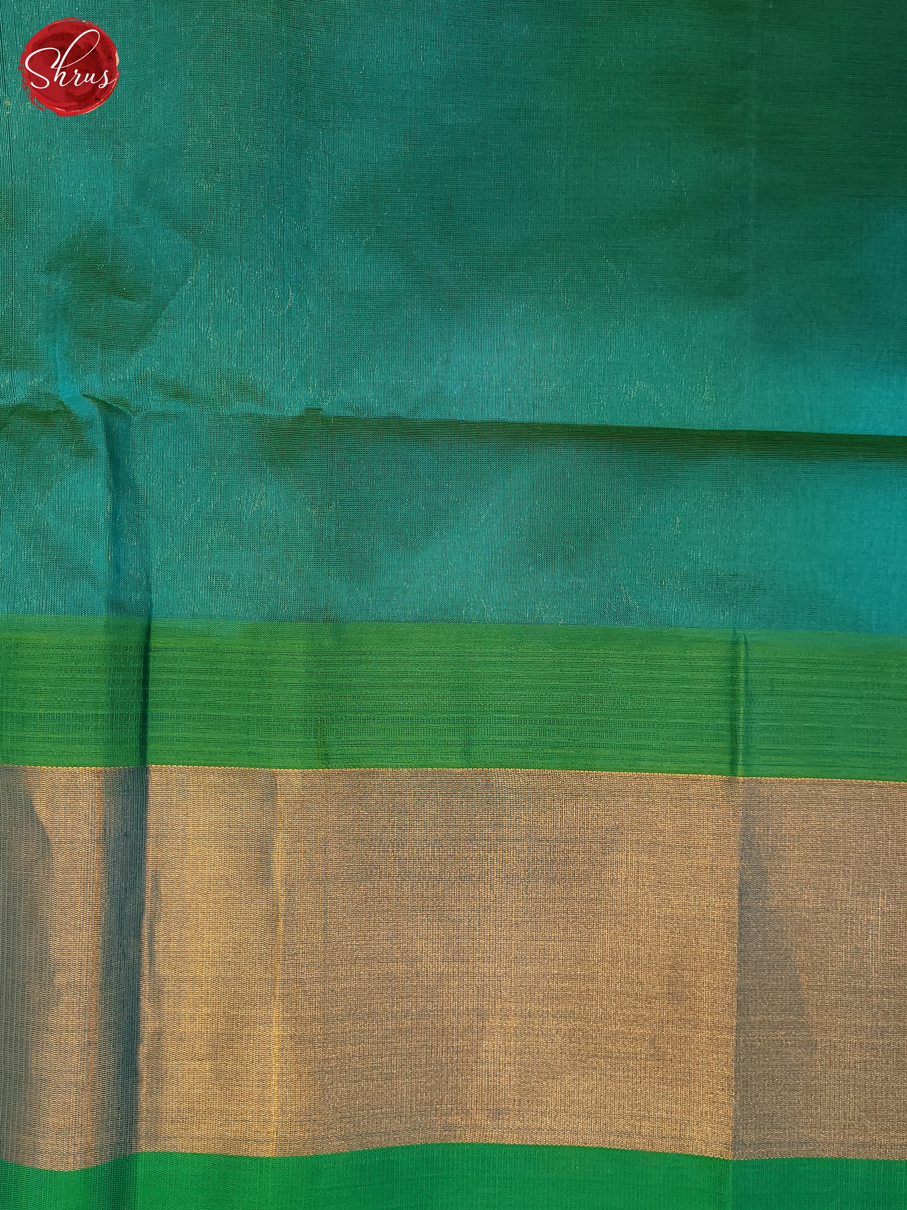 Cream & Teal - Silk Cotton Saree - Shop on ShrusEternity.com