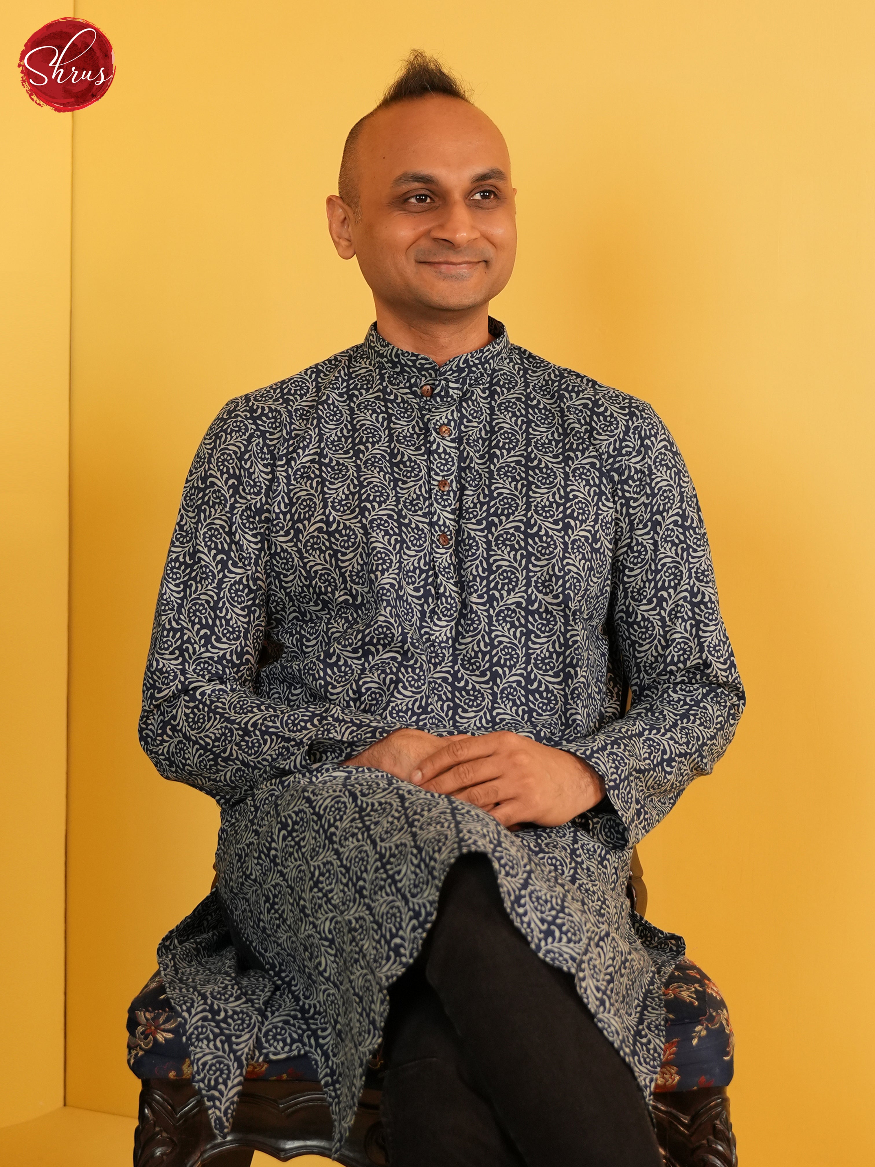 Blue -Readymade Mens Kurta - Shop on ShrusEternity.com