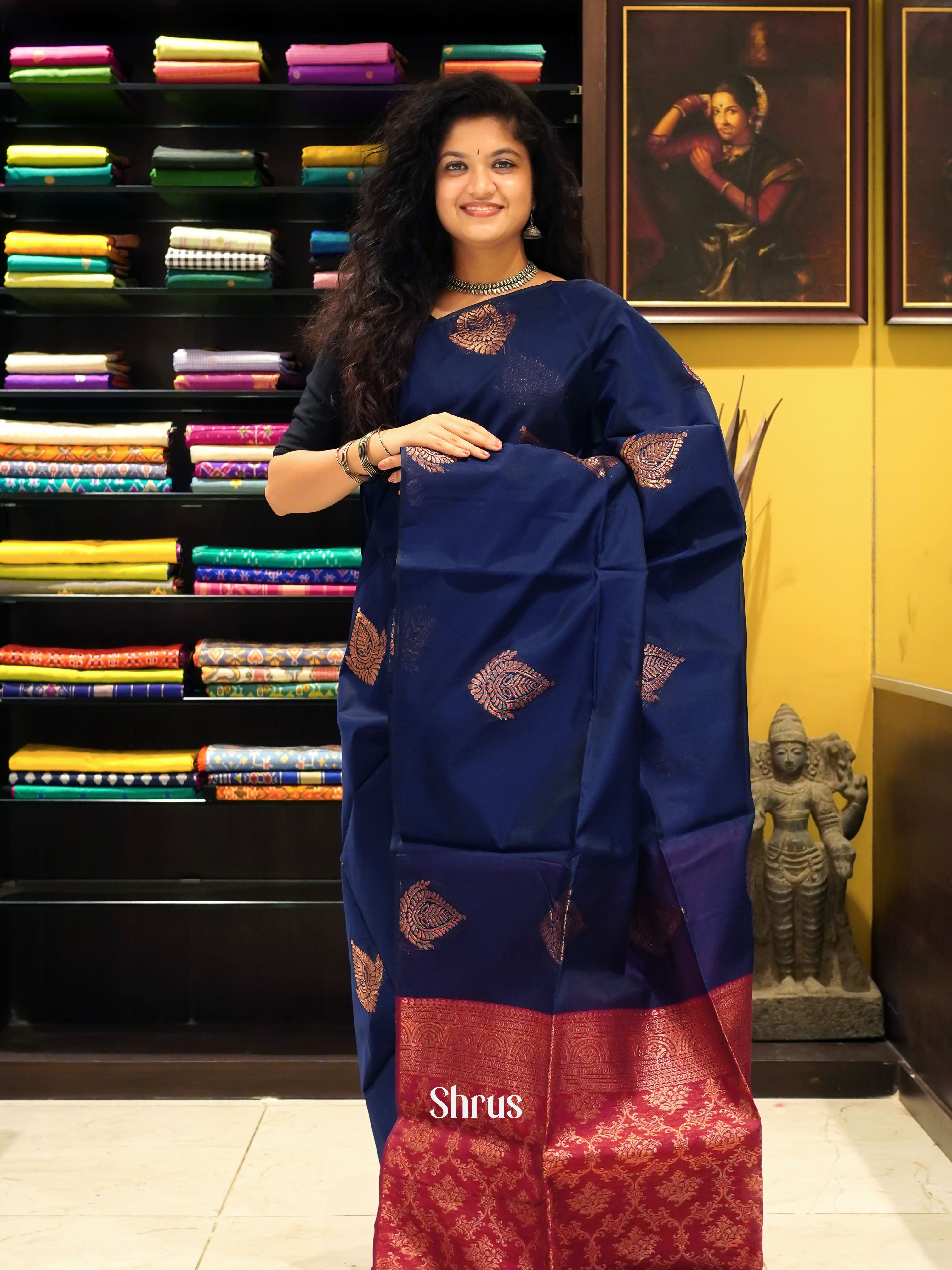 Blue & Maroon - Semi Silkcotton - Shop on ShrusEternity.com