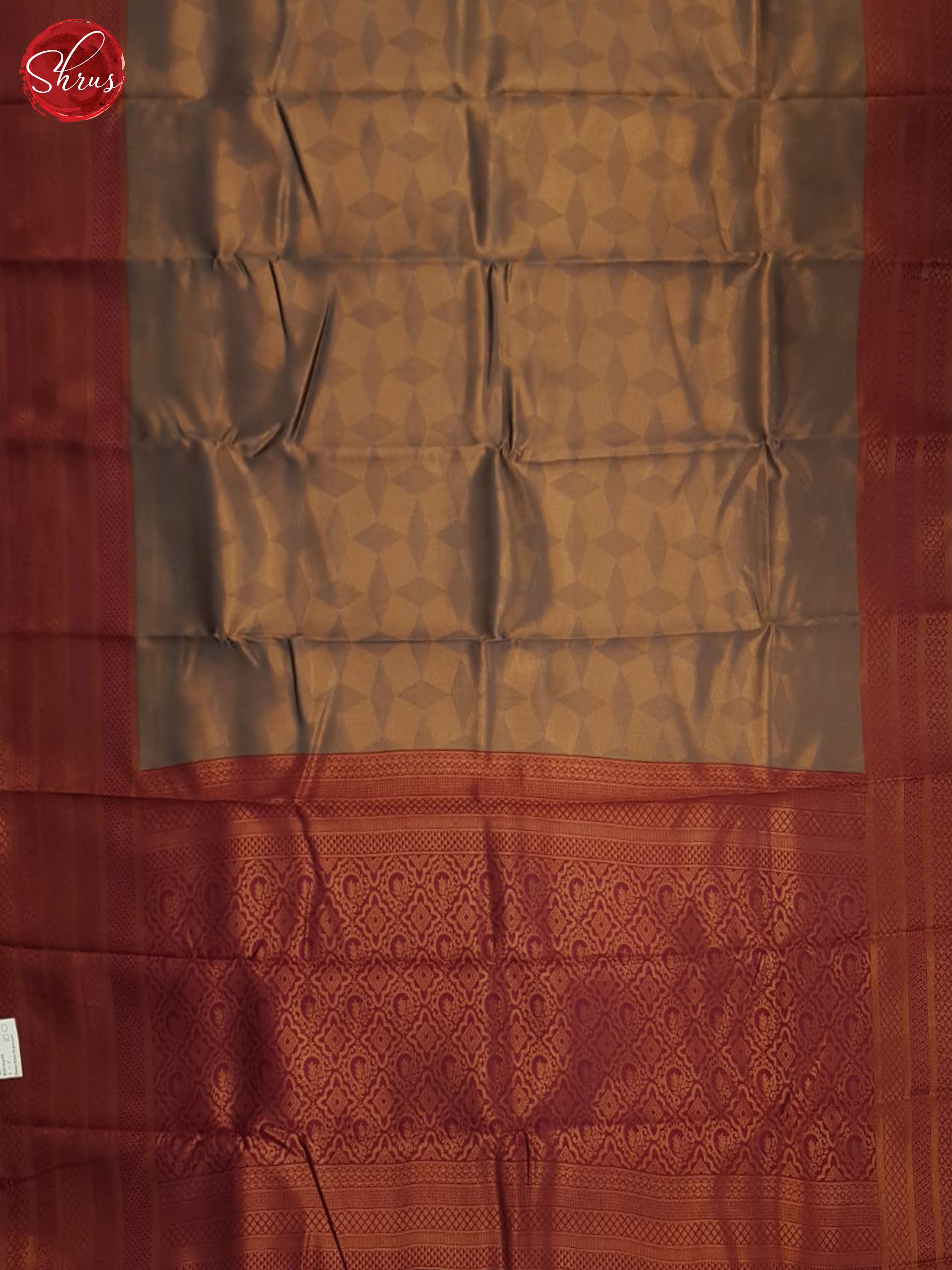 Double Shaded Golden Grey And Maroon-Semi Kanchipuram saree - Shop on ShrusEternity.com