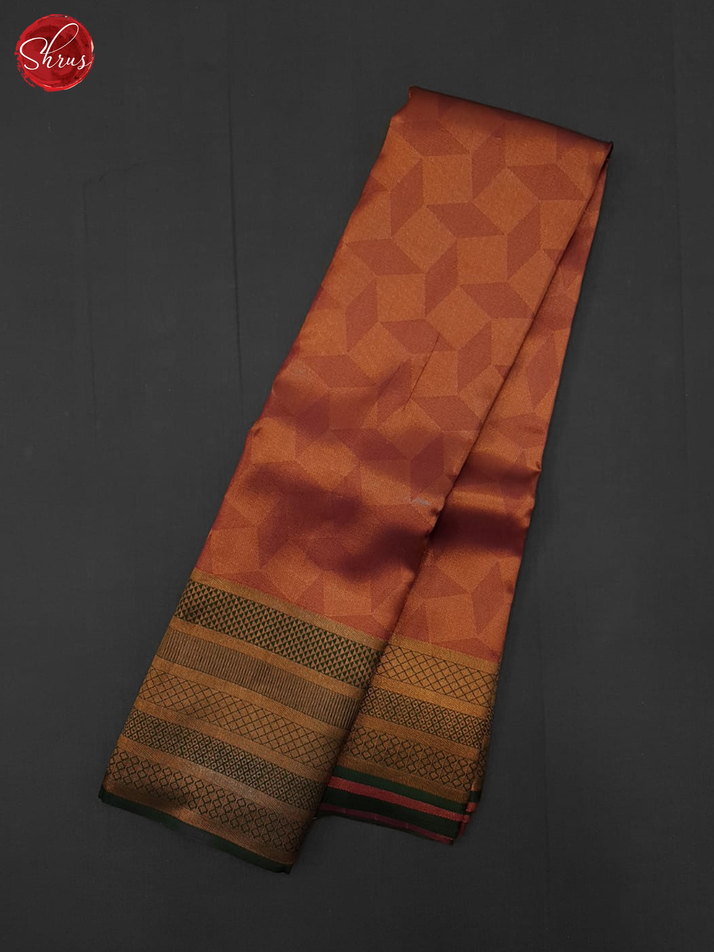 marron and green - Semi Kanchipuram Saree - Shop on ShrusEternity.com