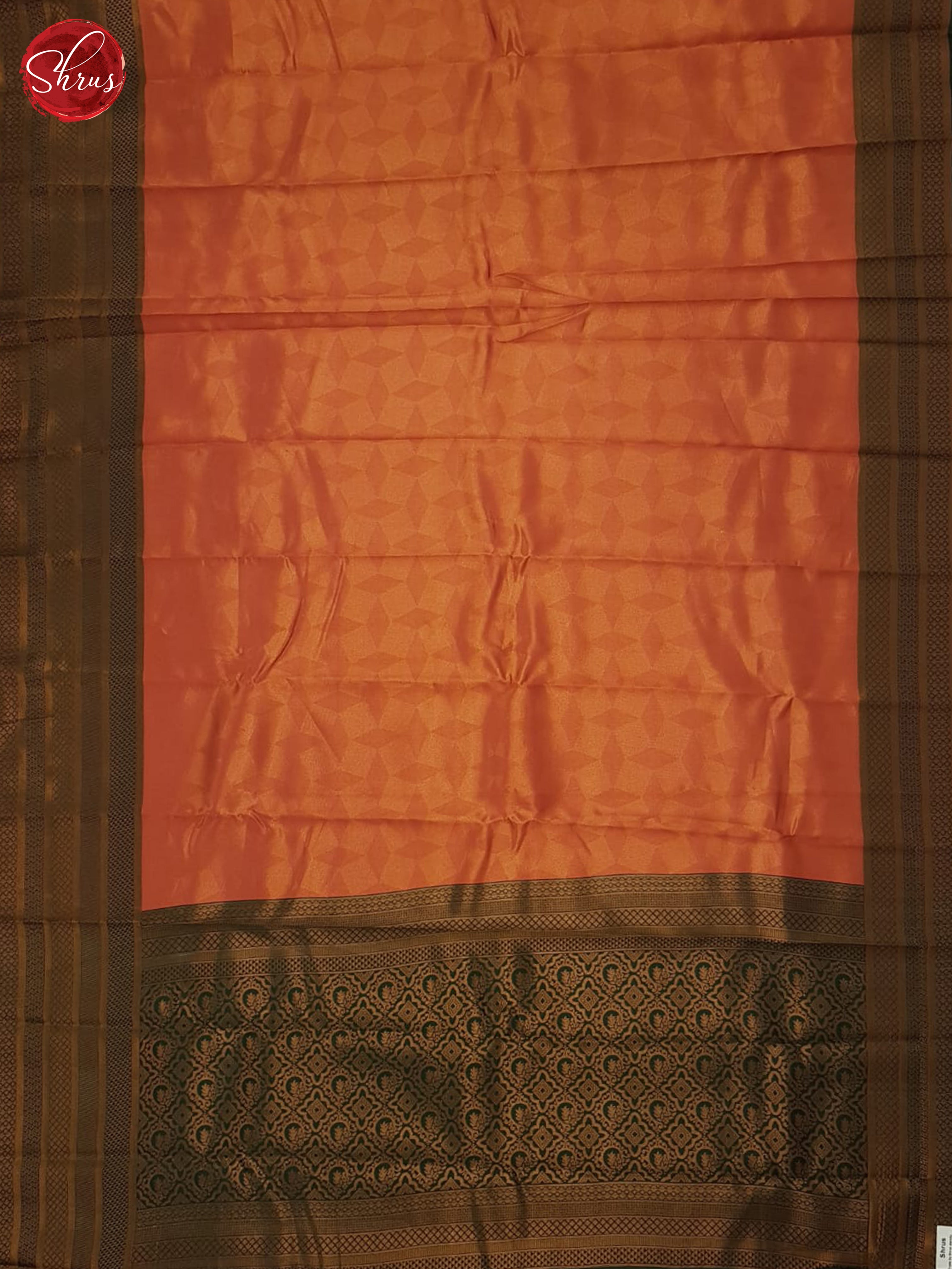 orange and green- Semi Kanchipuram Saree - Shop on ShrusEternity.com