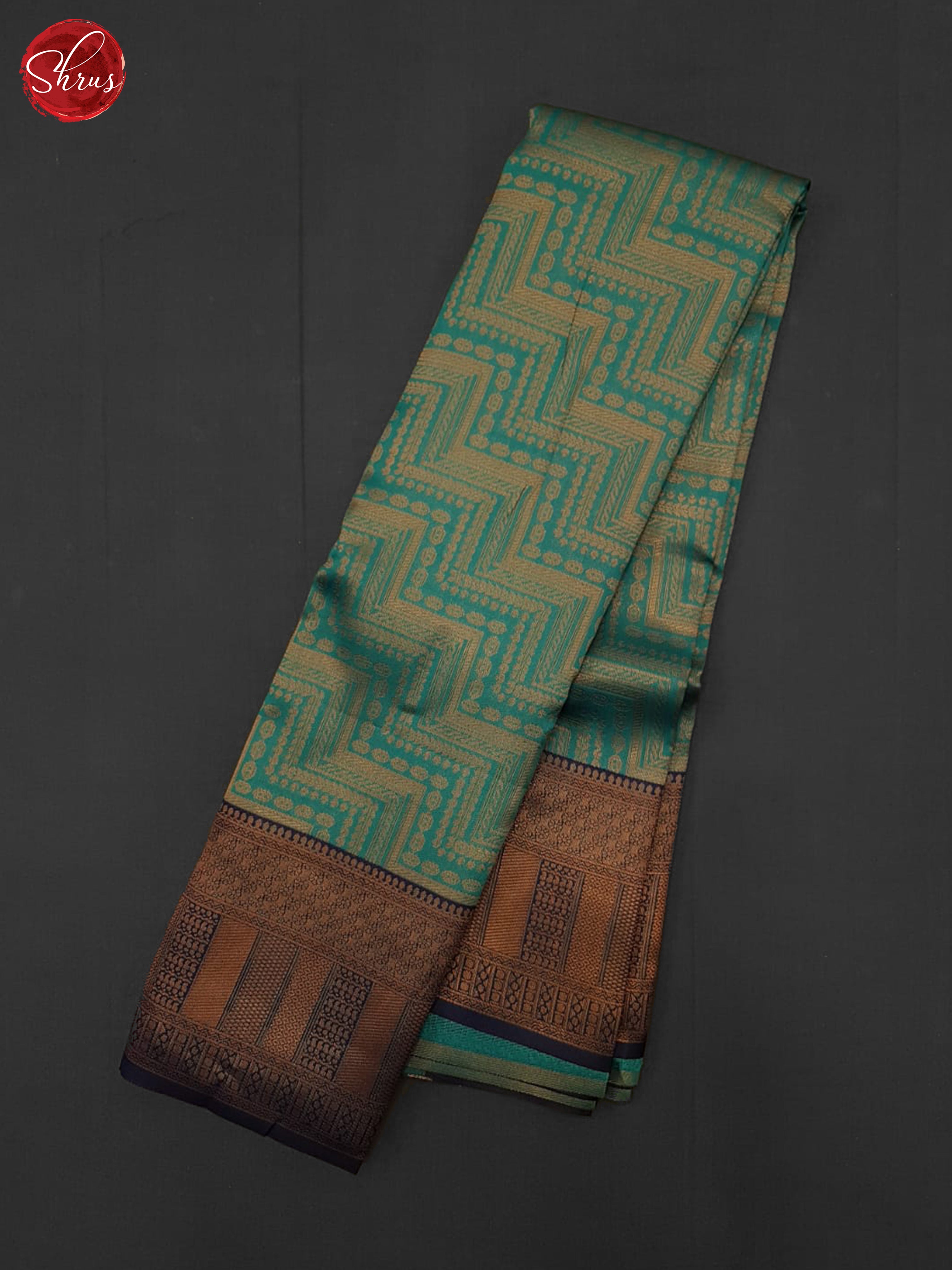 Teal & blue - Semi Kanchipuram Saree - Shop on ShrusEternity.com