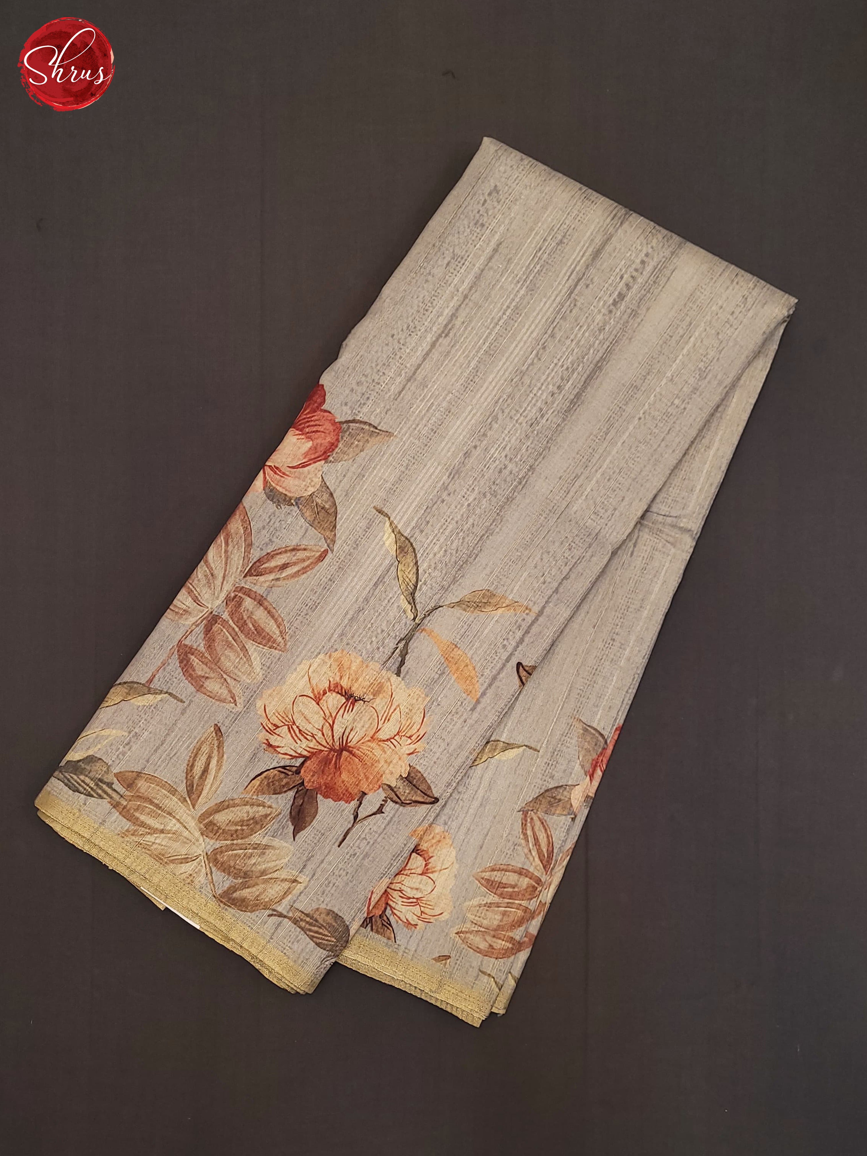 Grey(Single Tone) - Semi Tussar Saree - Shop on ShrusEternity.com