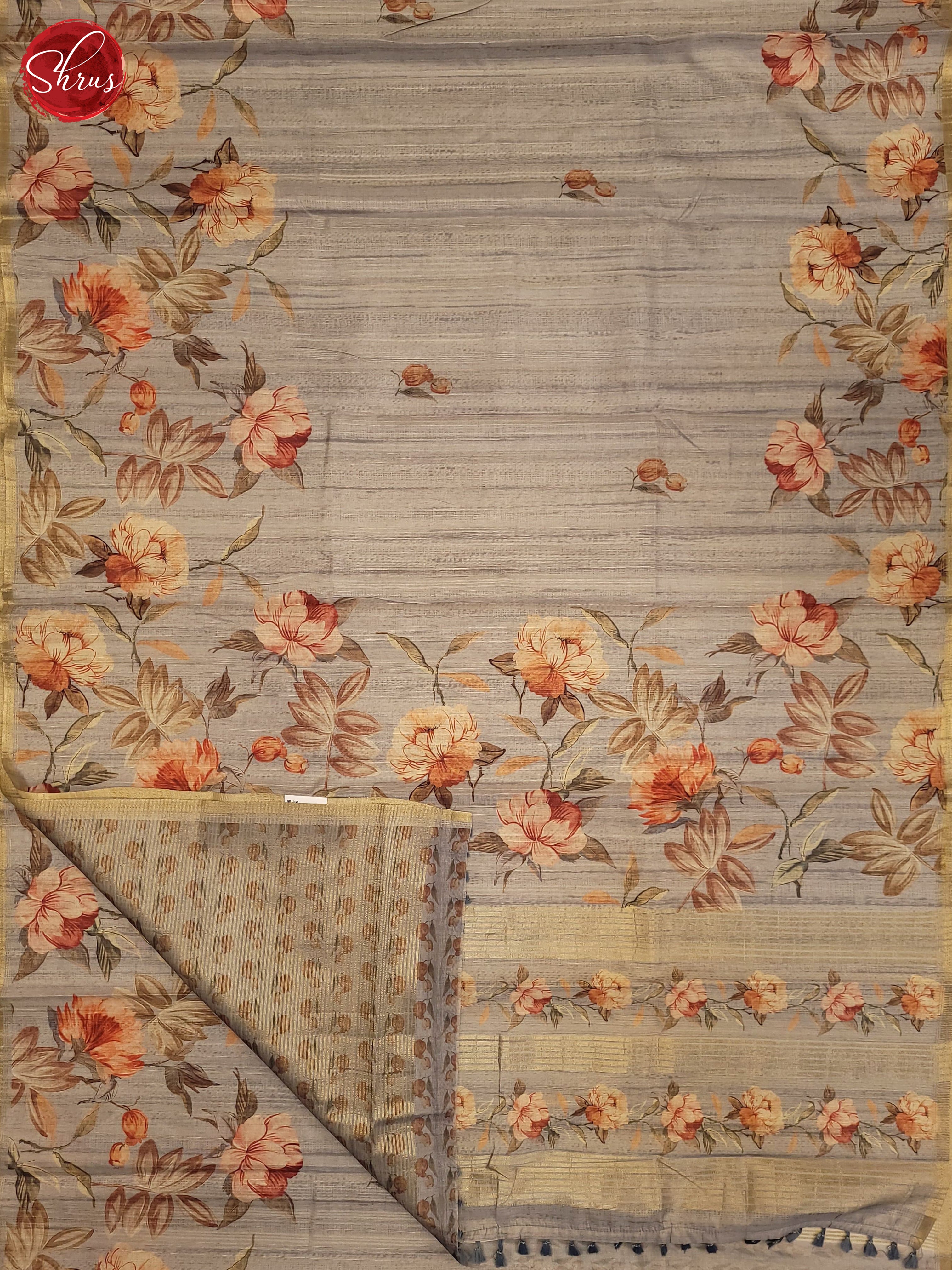 Grey(Single Tone) - Semi Tussar Saree - Shop on ShrusEternity.com